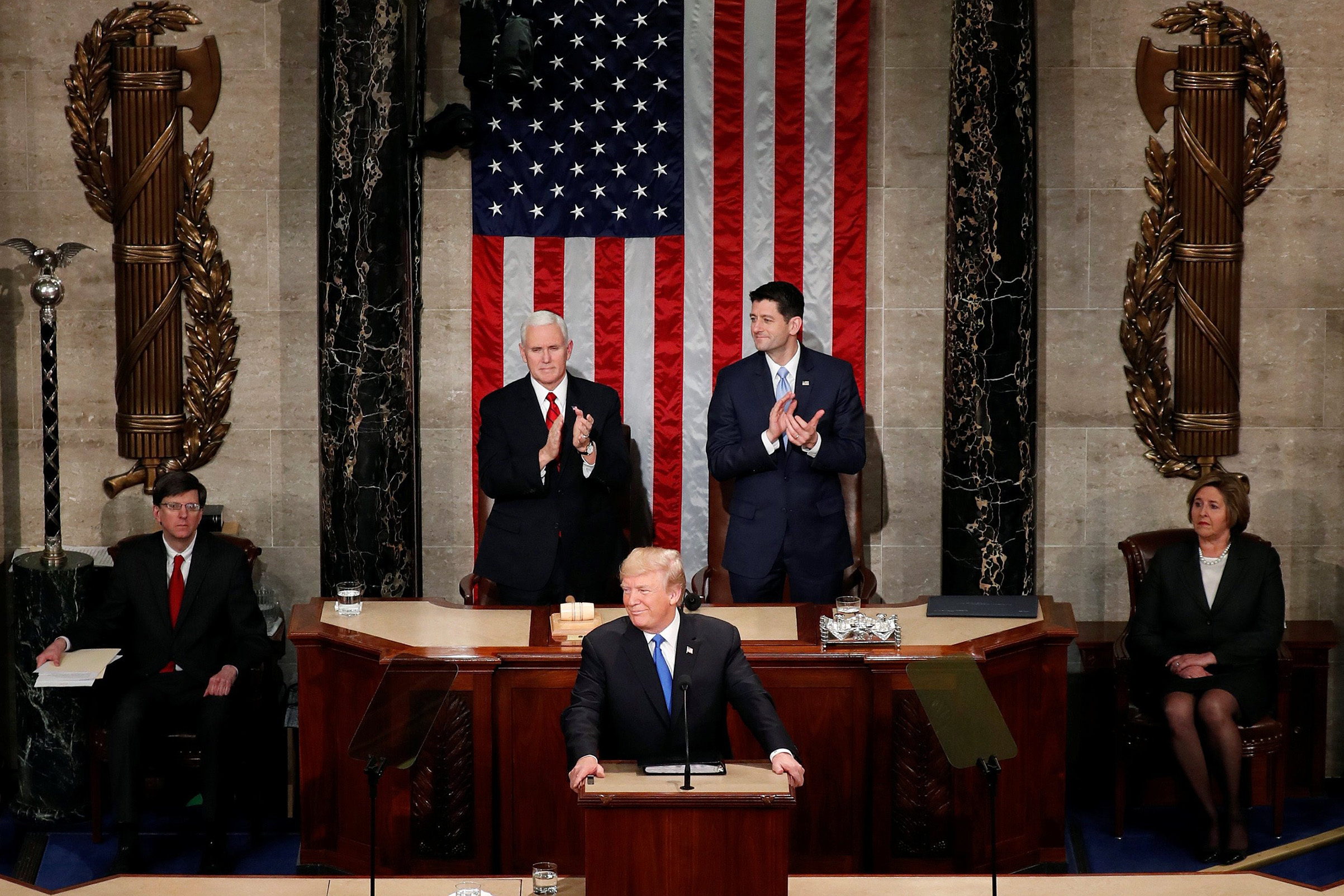 U.S. President Donald Trump delivers his first State of the Union address to a joint session of Congress (Joshua Roberts—Reuters)