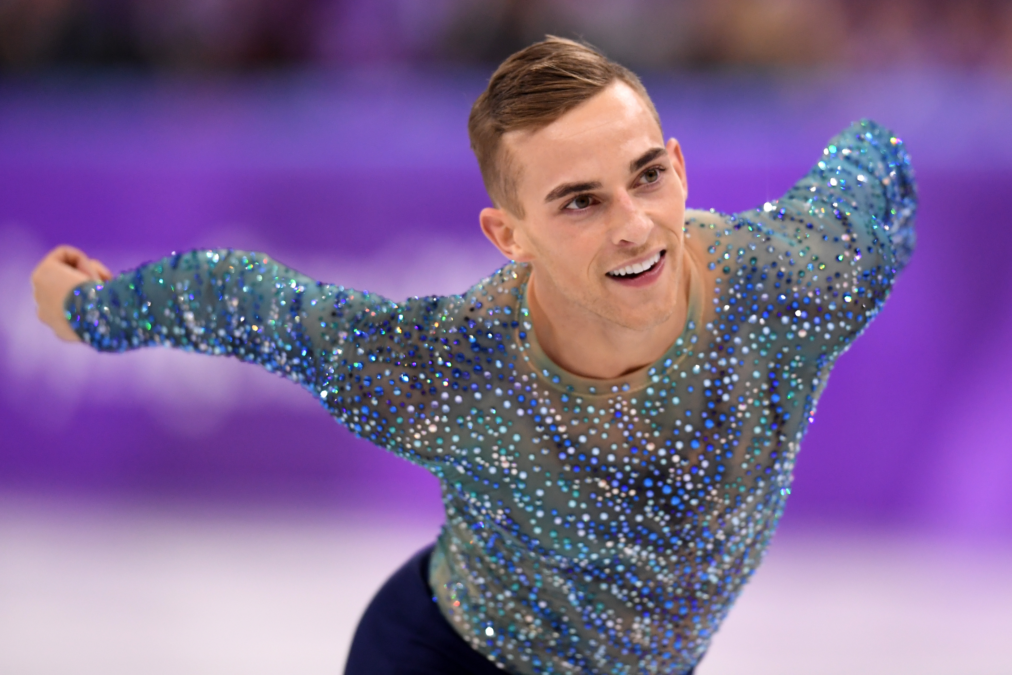 Adam Rippon of the United States competes during the Men's Single Free Program on day eight of the PyeongChang 2018 Winter Olympic Games  at Gangneung Ice Arena on February 17, 2018 in Gangneung, South Korea. (Harry How—Getty Images)