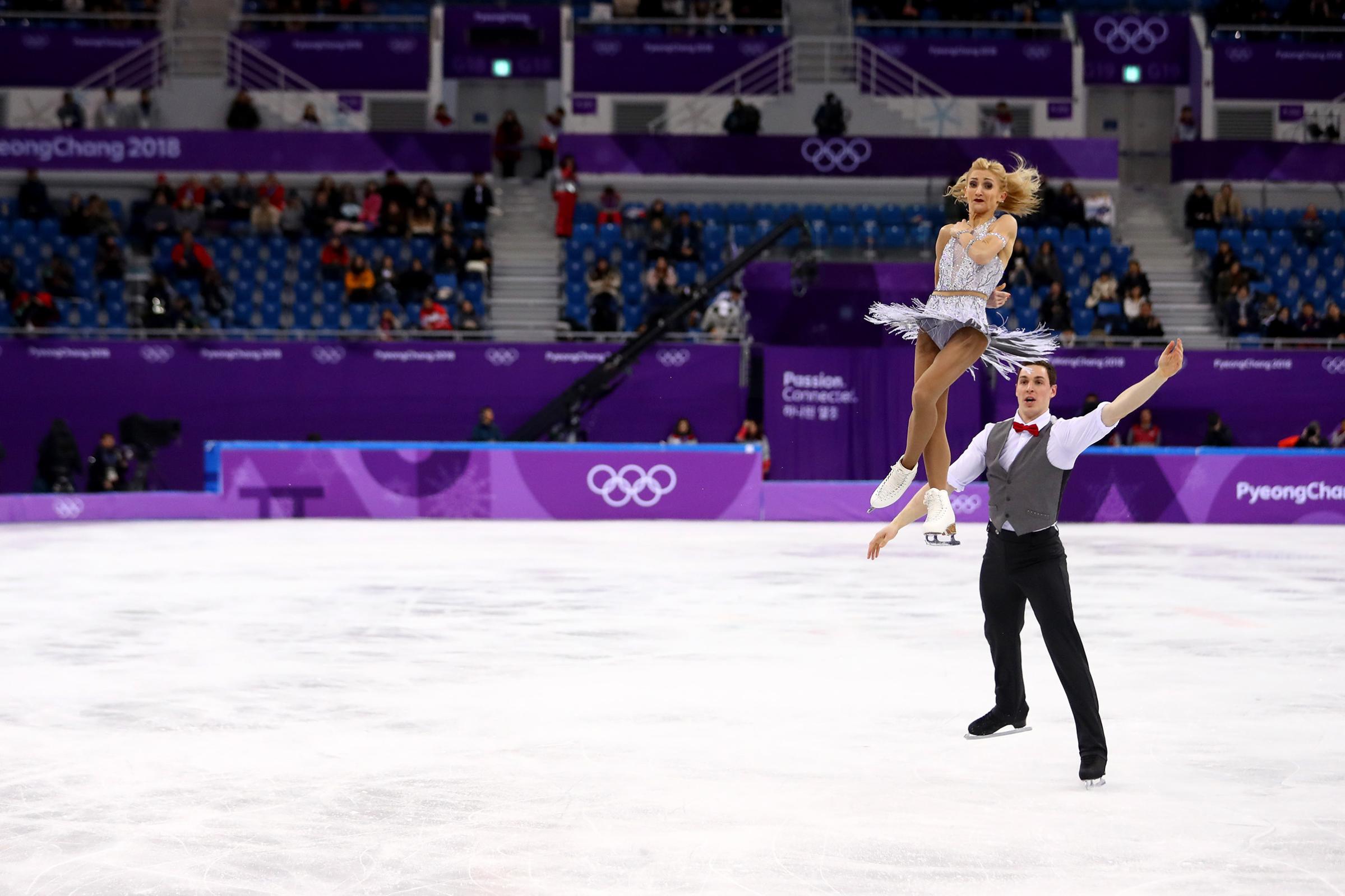 Aljona Savchenko and Bruno Massot of Germany compete during the Pair Skating Short Program on day five of the PyeongChang 2018 Winter Olympics at Gangneung Ice Arena on Feb. 14, 2018.