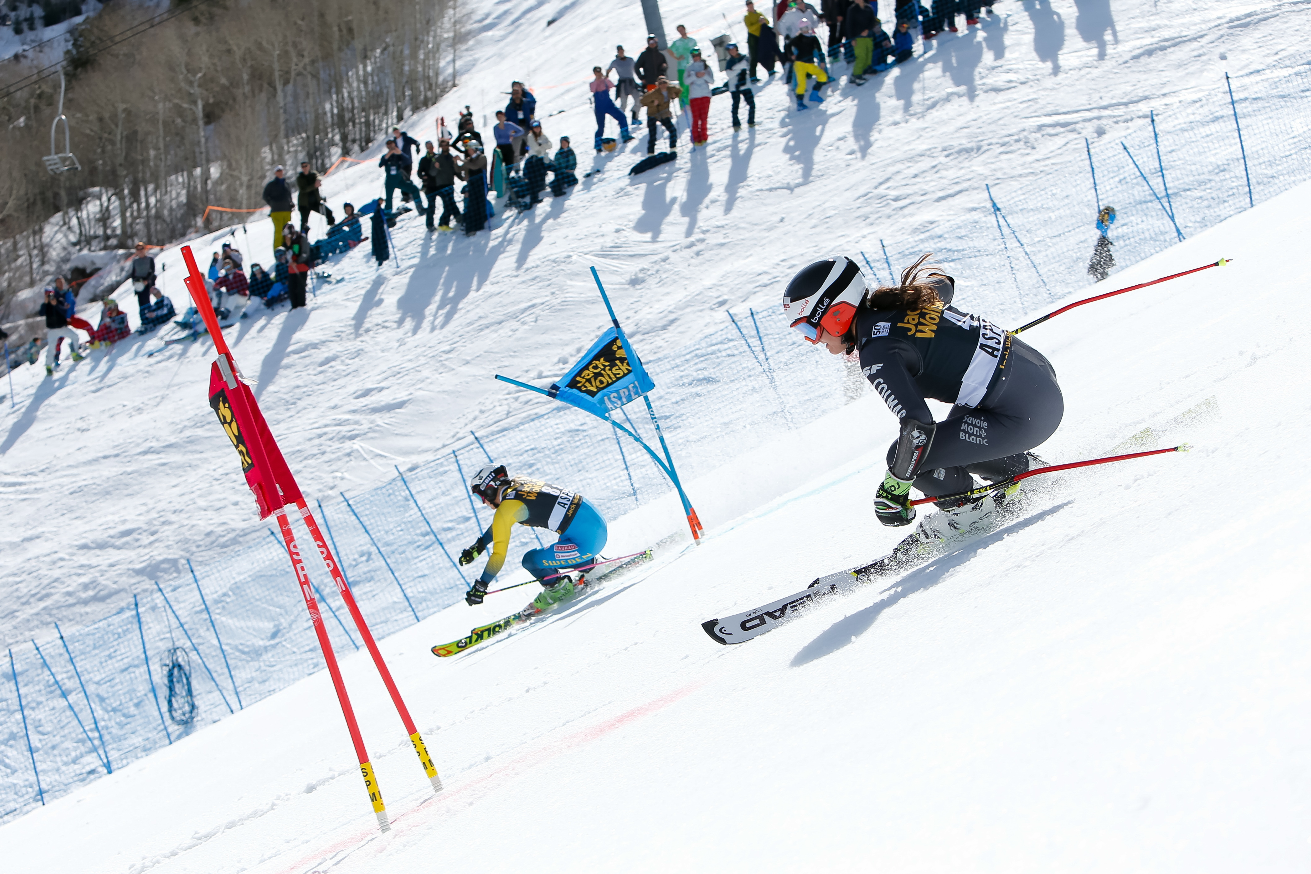 Emelie Wikstroem of Sweden, Coralie Frasse Sombet of France compete during the Audi FIS Alpine Ski World Cup Finals Nation Team Event on March 17, 2017 in Aspen, Colorado. Alexis Boichard/Agence Zoom—Getty Images (Alexis Boichard/Agence Zoom—Getty Images)