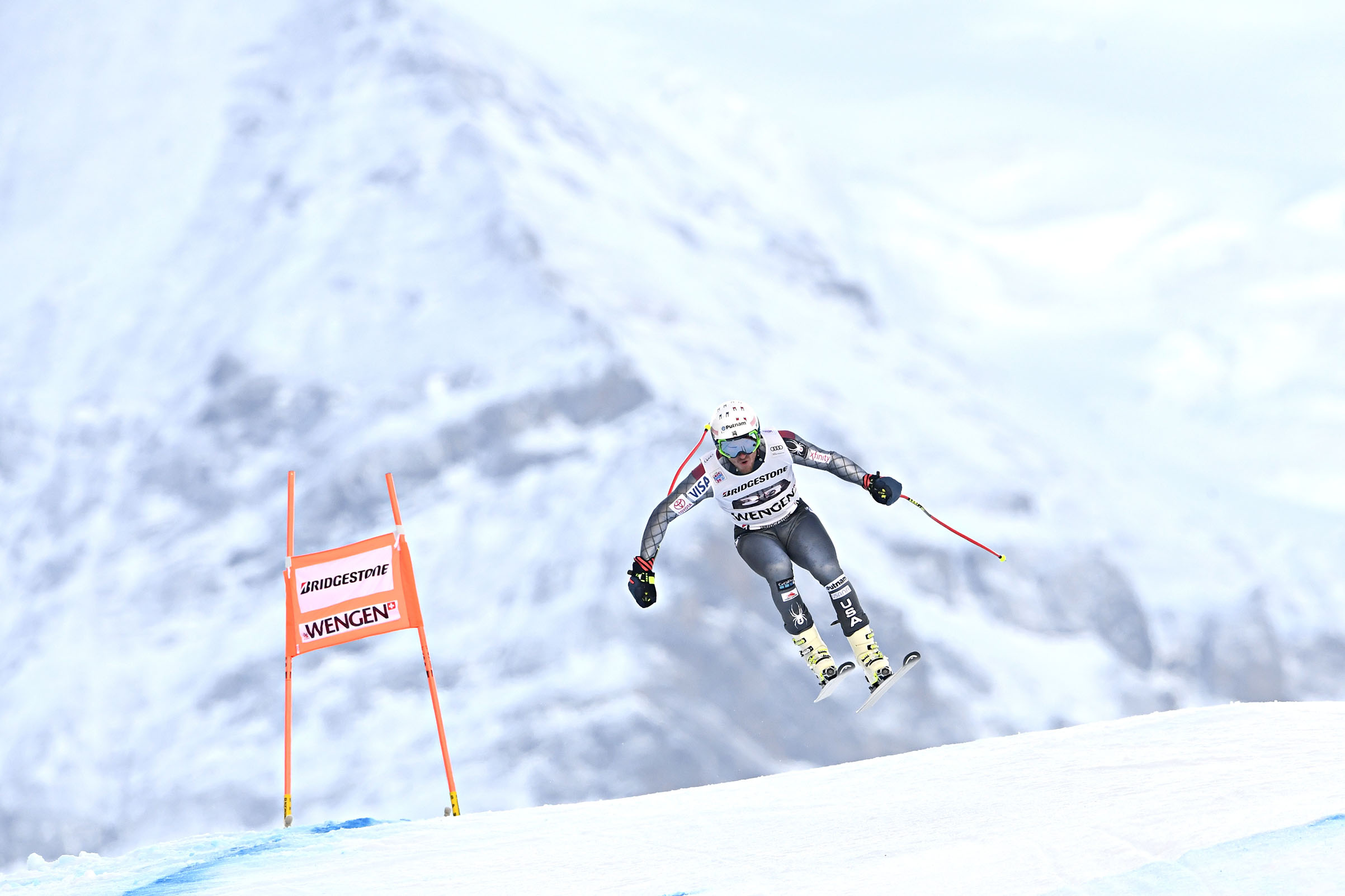 Ted Ligety of USA in action during the Audi FIS Alpine Ski World Cup Men's Combined in Wengen, Switzerland, on Jan. 12, 2018. (Alain Grosclaude—Agence Zoom/Getty Images)