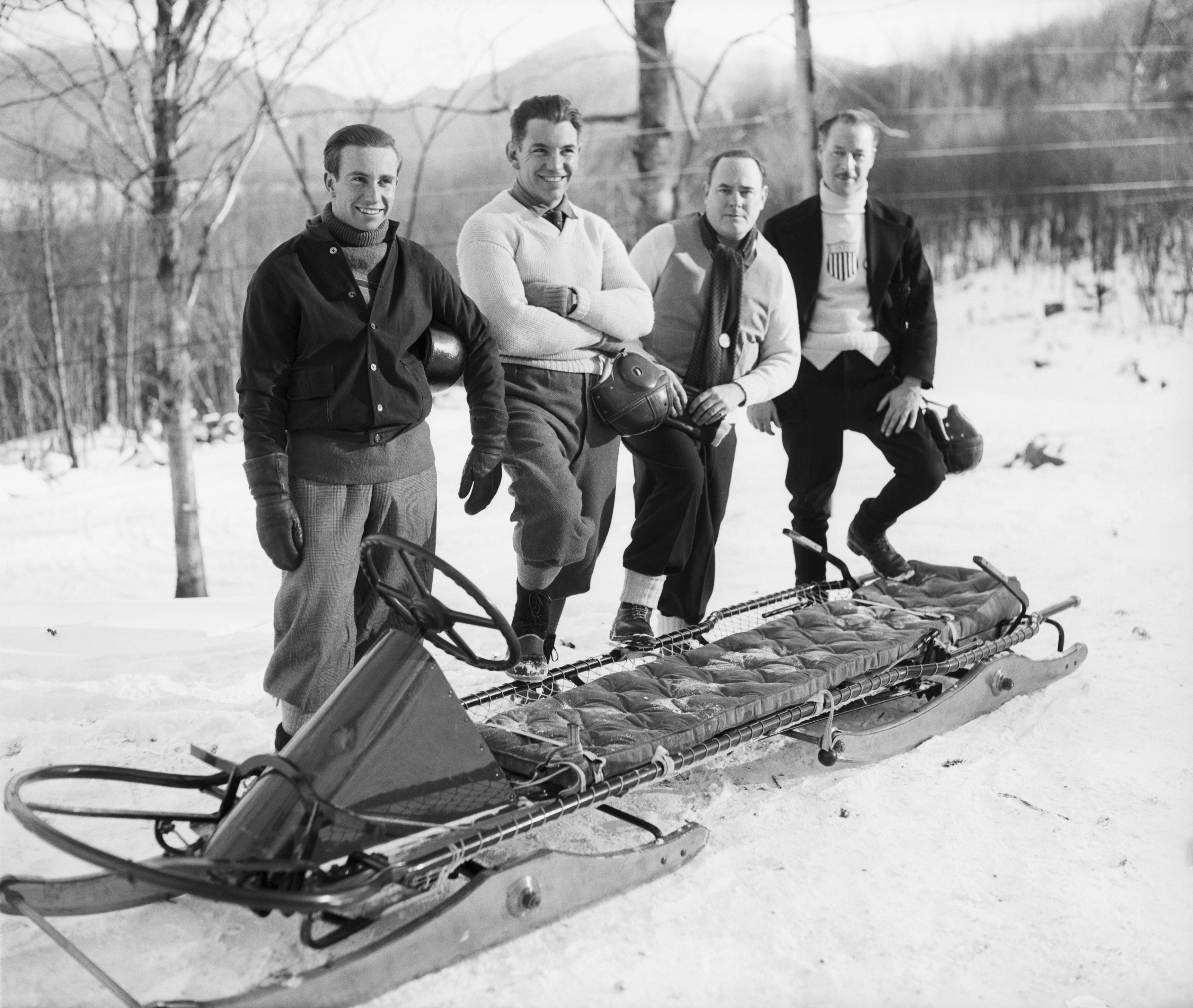 Fiske, Eddie Eagan, Clifford Gray and Jay O'Brien, who will compete in the 1932 Winter Olympics, also members of the 1928 Champion Team. Bettmann—Bettmann Archive (Bettmann—Bettmann Archive)