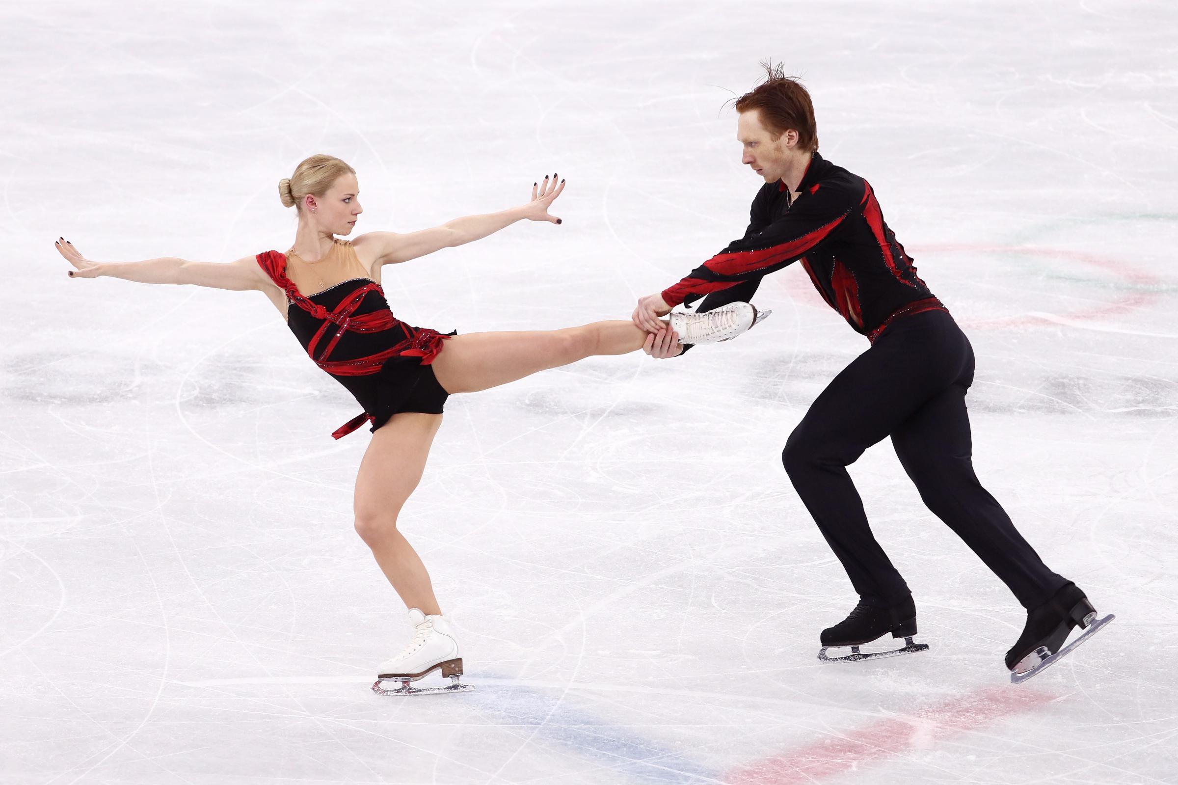 Olympic Athletes from Russia Evgenia Tarasova and Vladimir Morozov compete during the Pair Skating Short Program on day five of the PyeongChang 2018 Winter Olympics on Feb. 14, 2018.