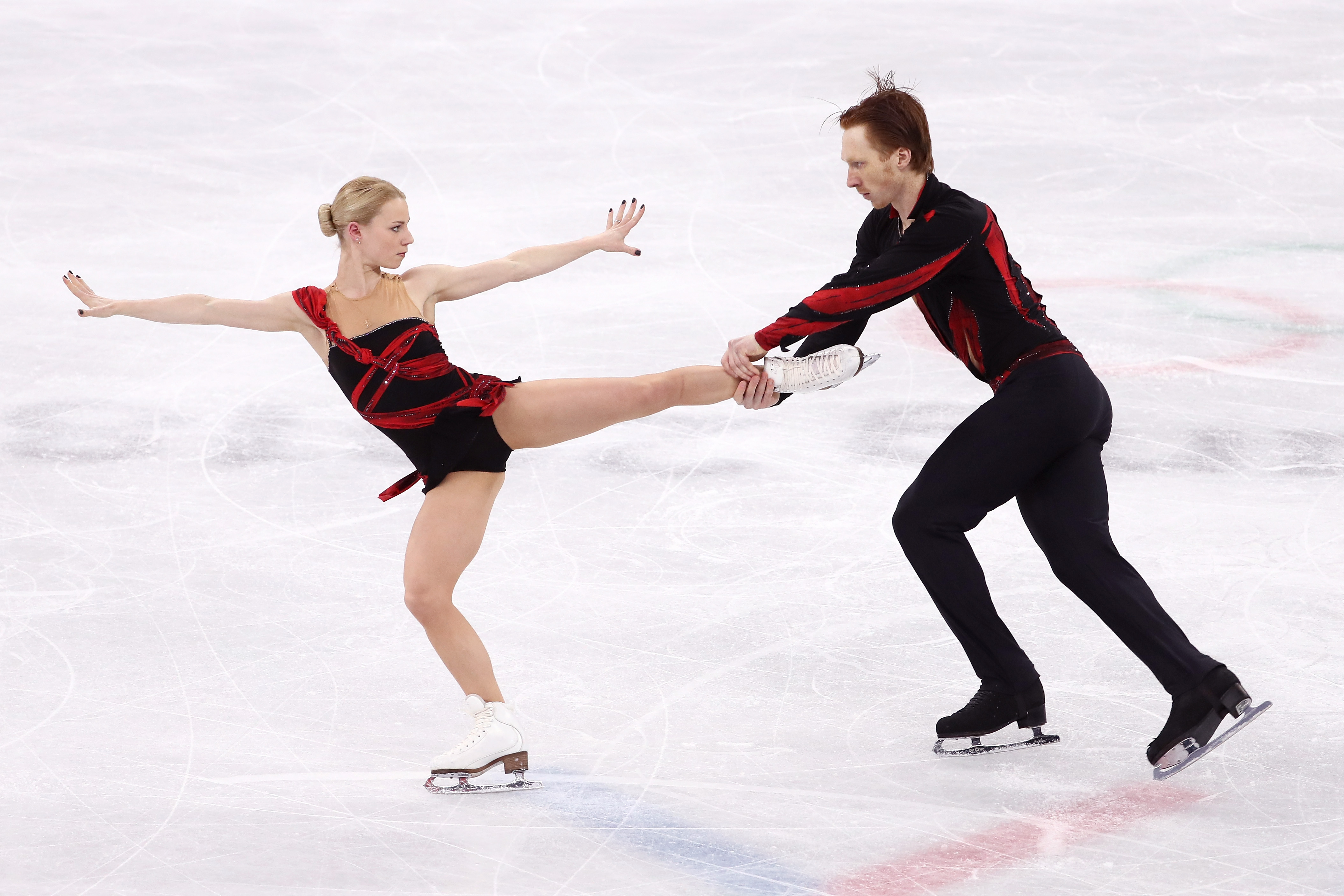 Olympic Athletes from Russia Evgenia Tarasova and Vladimir Morozov compete during the Pair Skating Short Program on day five of the PyeongChang 2018 Winter Olympics on Feb. 14, 2018. (Jamie Squire—Getty Images)