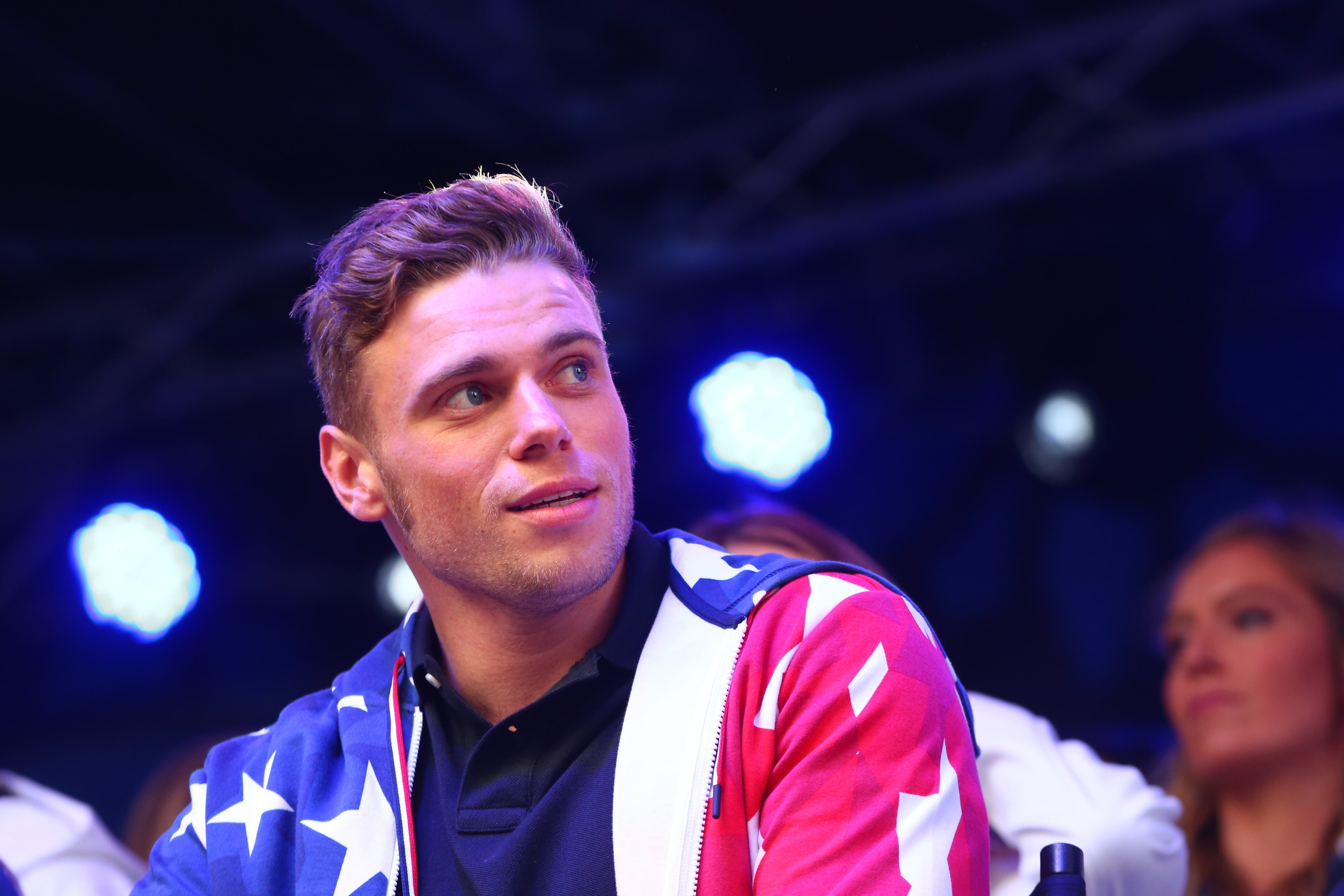 Skier Gus Kenworthy attends the 100 Days Out Celebration in Times Square on Nov. 1, 2017. (Mike Stobe—Getty Images/USOC)