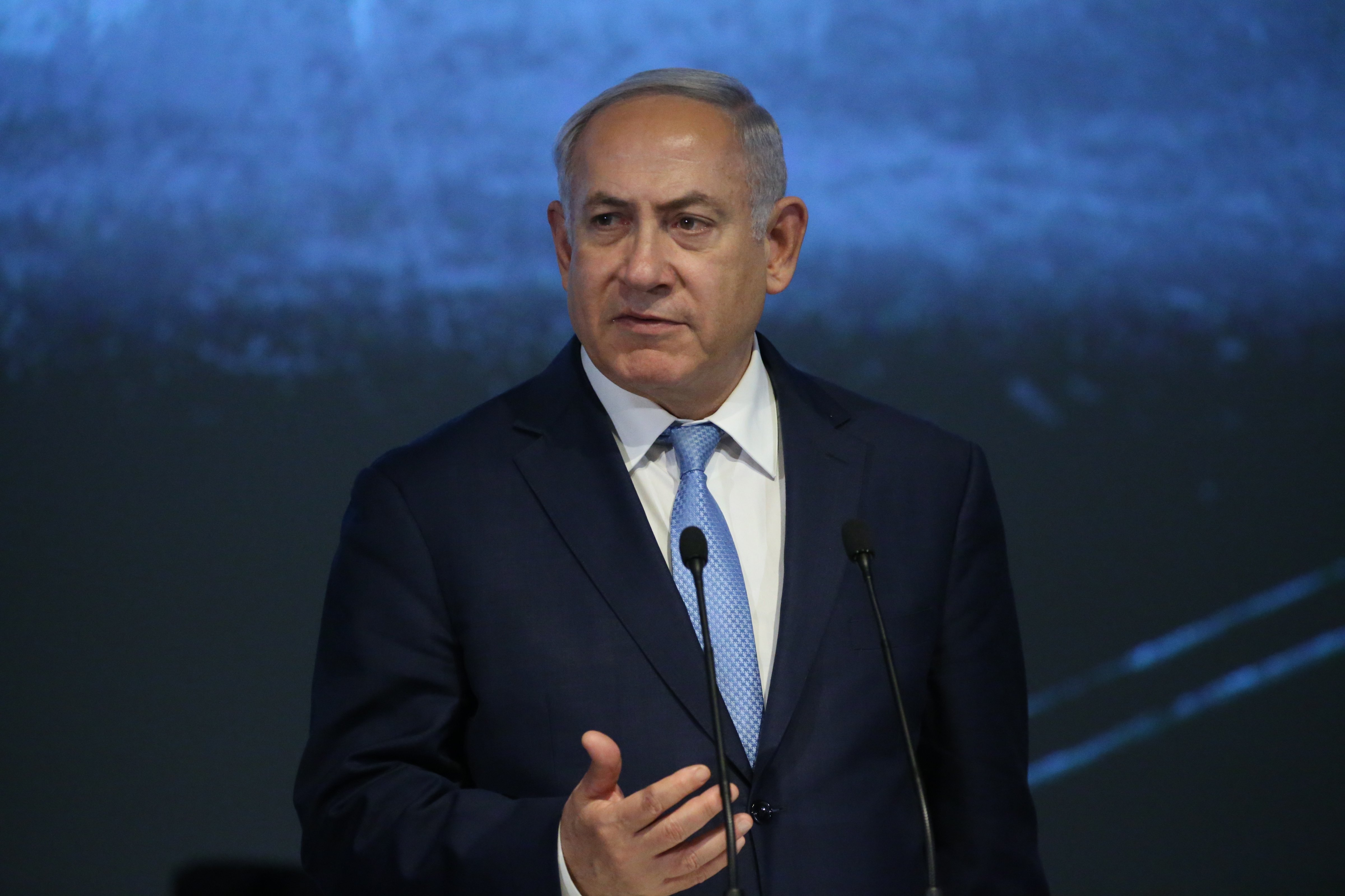Israeli Prime Minister Benjamin Netanyahu speaks during a meeting at Moscow's Jewish Center on Jan. 29, 2018. (Mikhail Svetlov—Getty Images)
