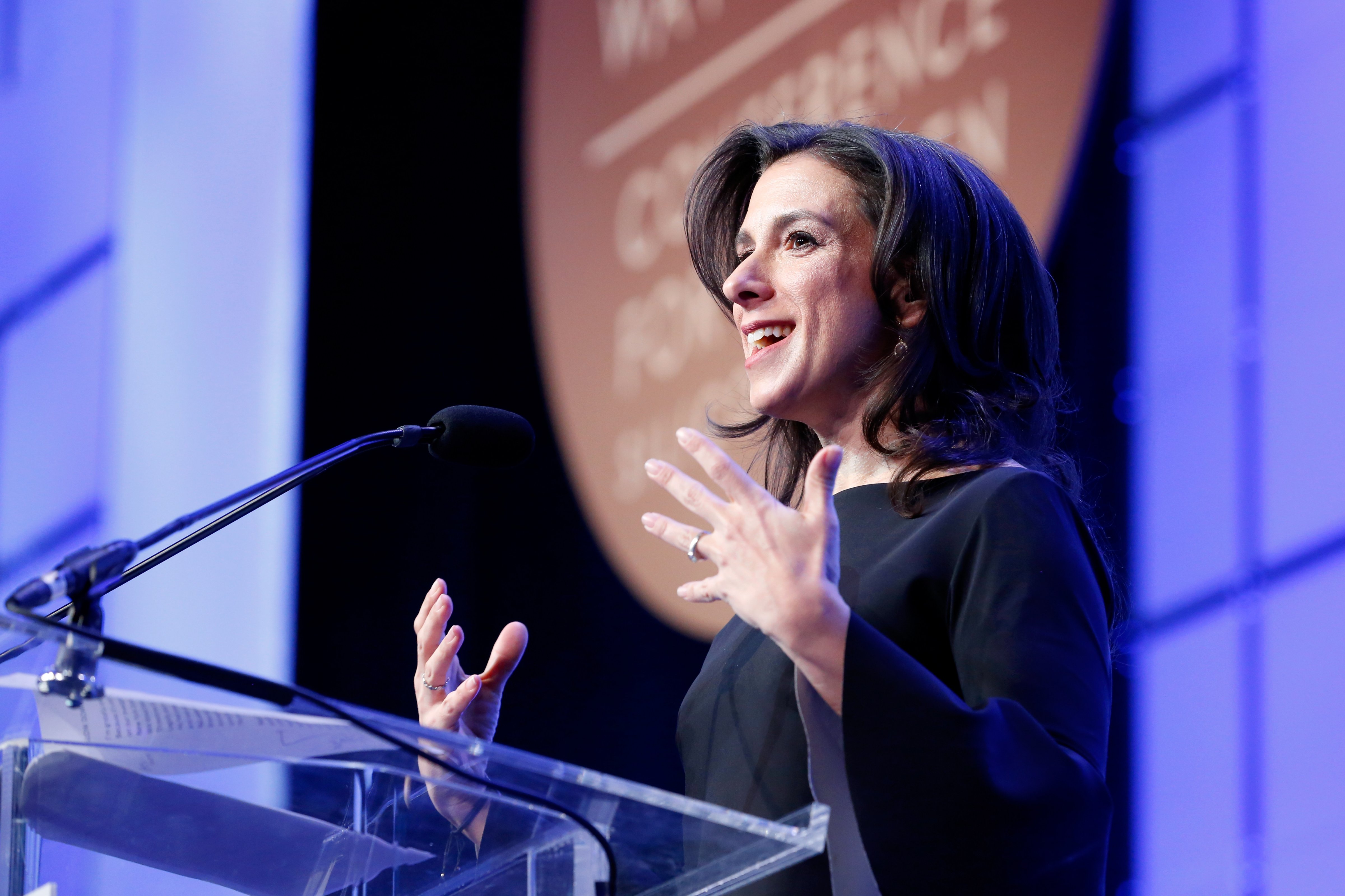 New York Times investigative reporter Jodi Kantor speaks onstage at the Watermark Conference for Women 2018 at San Jose Convention Center in San Jose, Calif., on Feb. 23, 2018. (Marla Aufmuth&mdash;Getty Images for Watermark Conference for Women 2018)