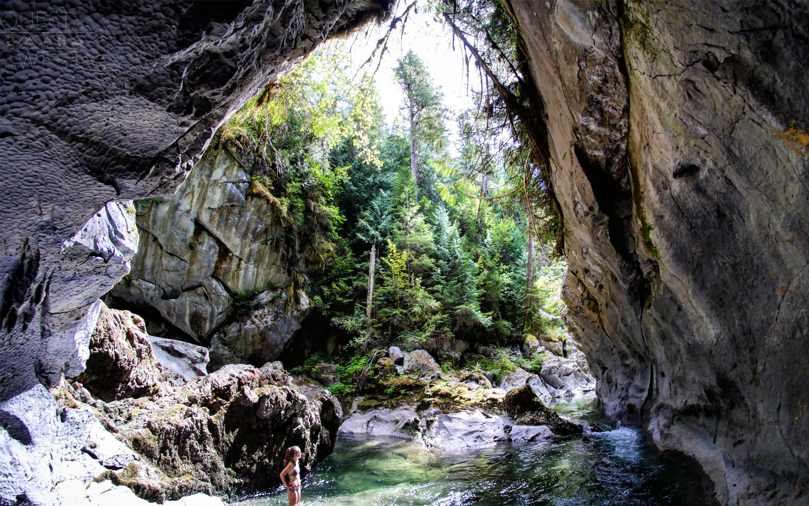 In Vancouver Island, the couple stopped at Little Huson Cave Regional Park. The park features limestone and rock arch formations, deep pools, and a variety of tunnels that have creeks flowing for as long as 60 meters (196 feet) underground.