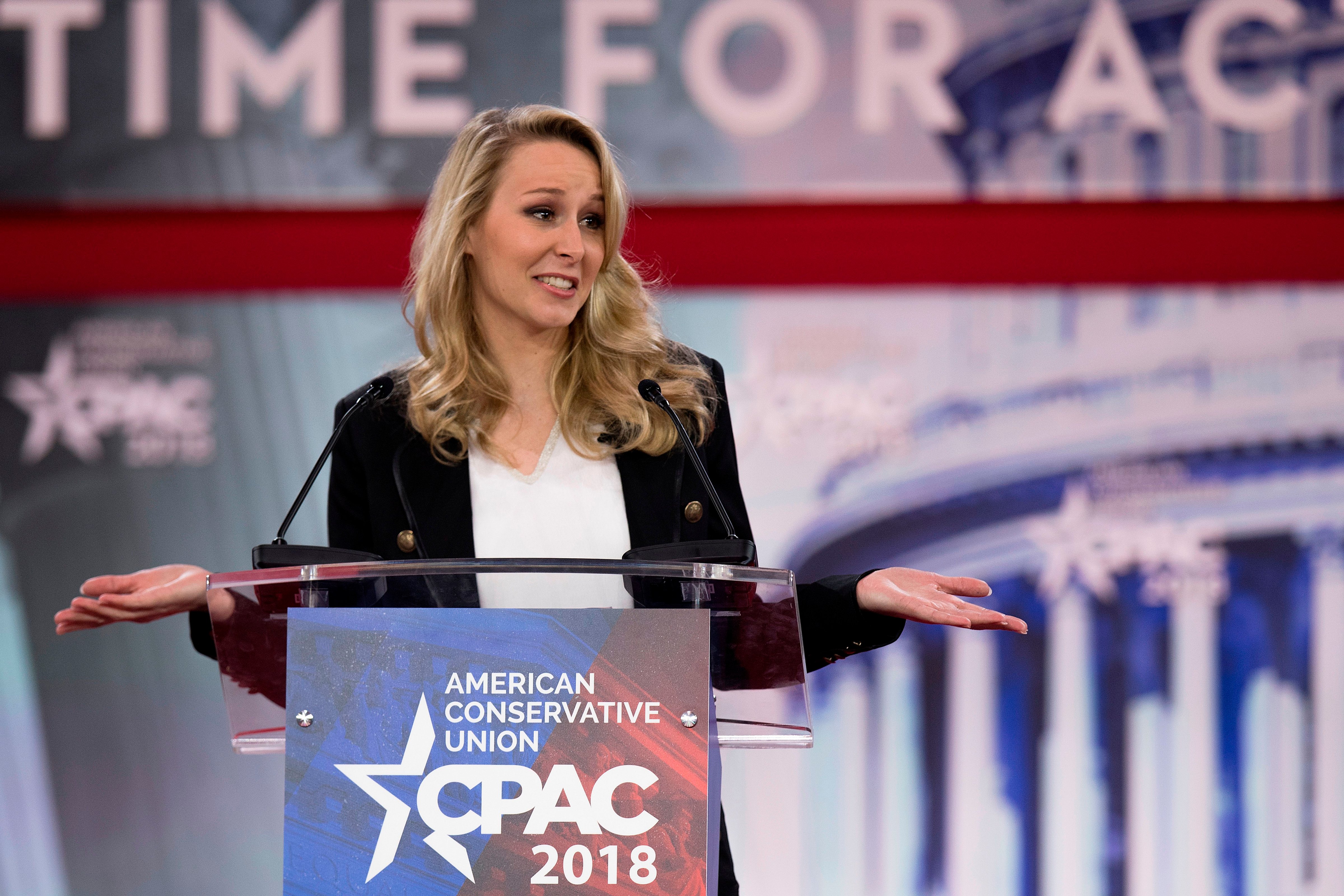 French far-right National Front (FN) party former member of parliament Marion Marechal-Le Pen speaks during the 2018 Conservative Political Action Conference in Oxen Hill, Maryland, on February 22, 2018 (JIM WATSON - AFP/Getty Images)