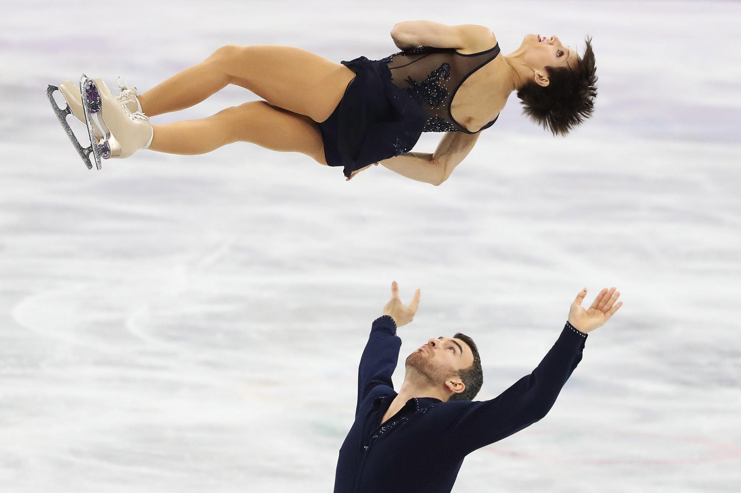 Meagan Duhamel and Eric Radford of Canada perform in the Figure Skating Pairs Short program at the PyeongChang 2018 Winter Olympics at the Gangneung Ice Arena in Gangneung in Pyeongchang in South Korea on Feb. 14, 2018.