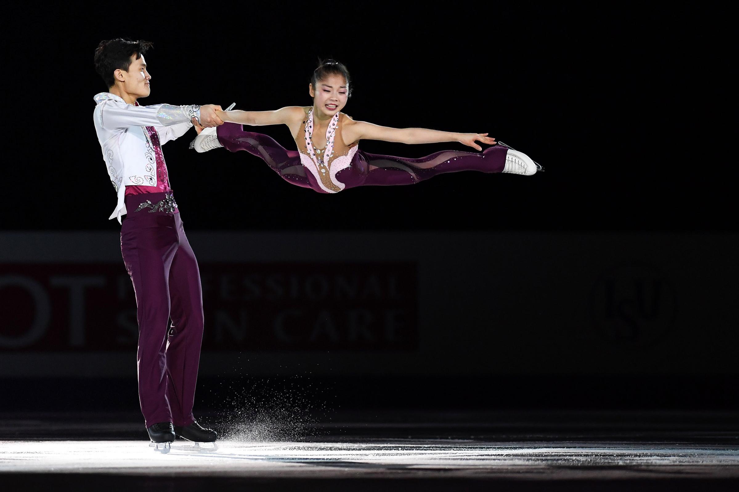 Tae Ok Ryom and Ju Sik Kim of North Korea perform their routine in the exhibition during day four of the Four Continents Figure Skating Championships at Taipei Arena in Taipei, Taiwan, on Jan. 27, 2018.