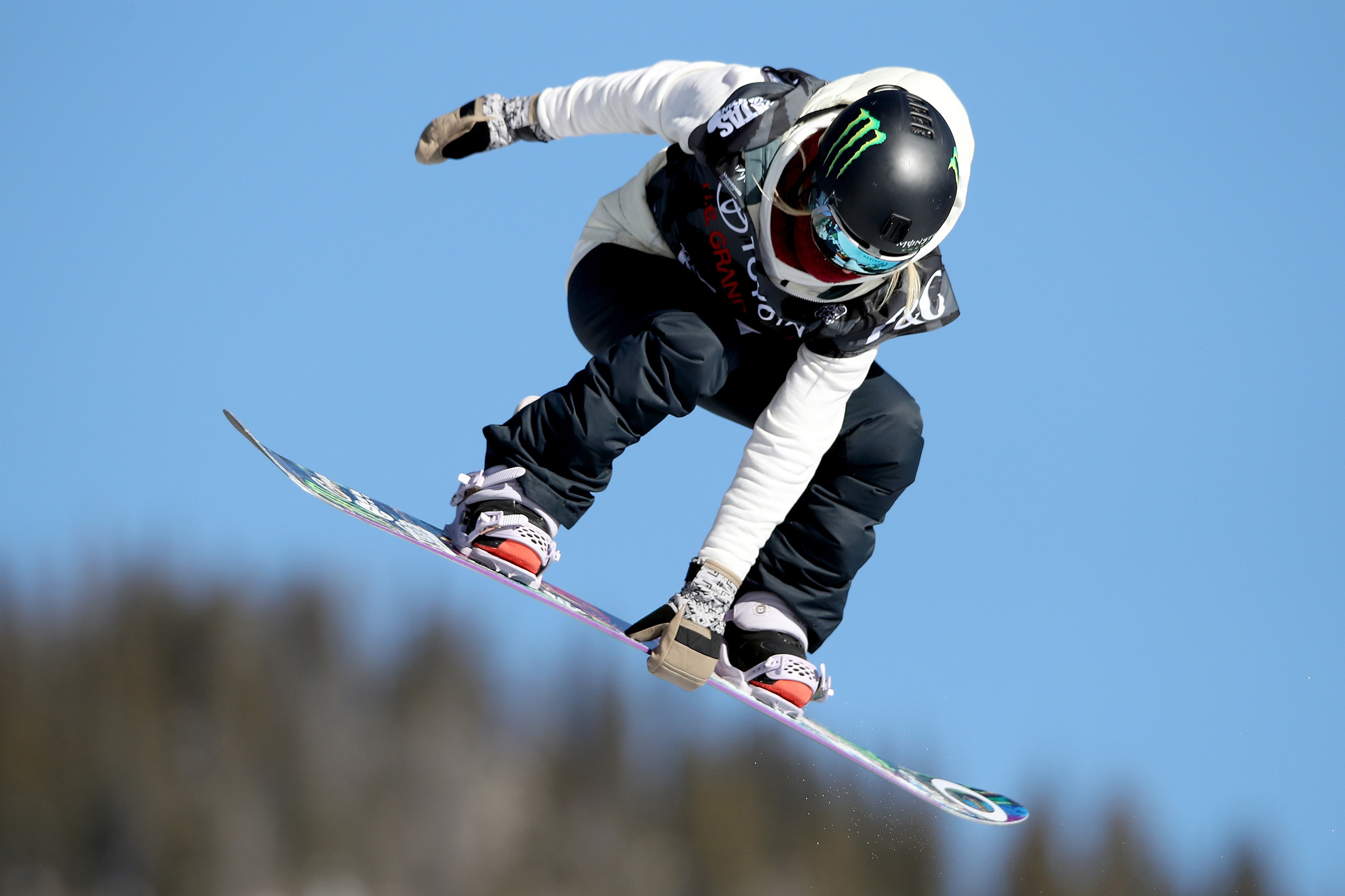 Jamie Anderson of the United States trains for the FIS World Cup 2018 Ladies Snowboard Big Air final in Copper Mountain, Colo., on Dec. 10, 2017. Matthew Stockman—Getty Images (Matthew Stockman—Getty Images)