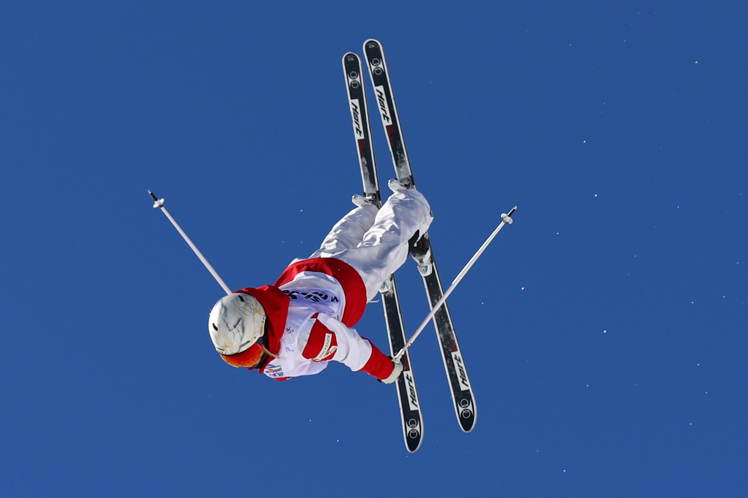 Justine Dufour-Lapointe of Canada competes in the Women's Moguls qualification at the FIS Freestyle Ski & Snowboard World Championships in Sierra Nevada, Spain, on March 8, 2017.