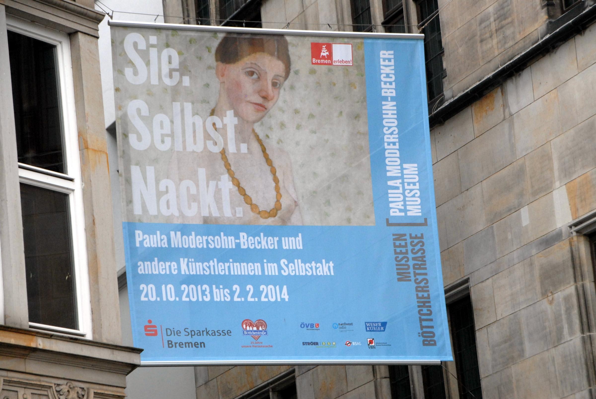 Werbe-Plakat für "Paula Modersohn-Becker-Museum", Marktplatz, Bremen, Deutschland, E
