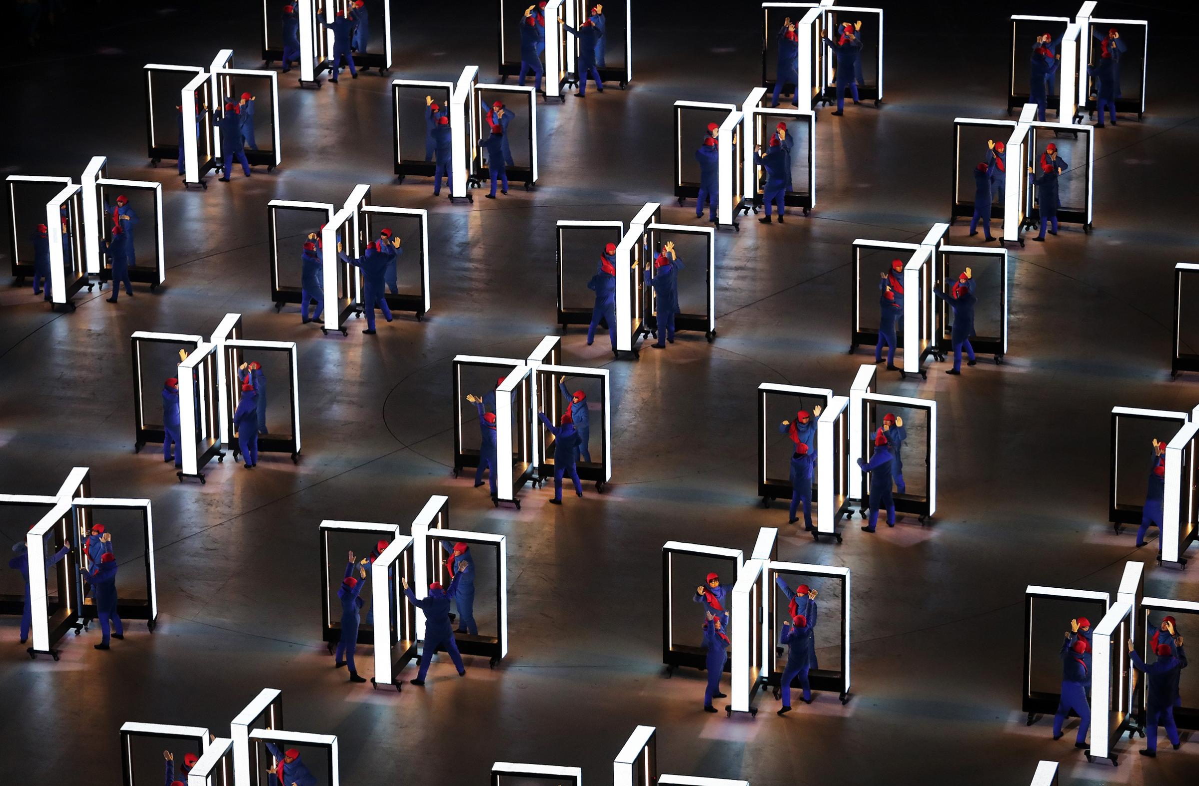 Performers entertain during the Opening Ceremony of the PyeongChang 2018 Winter Olympic Games.