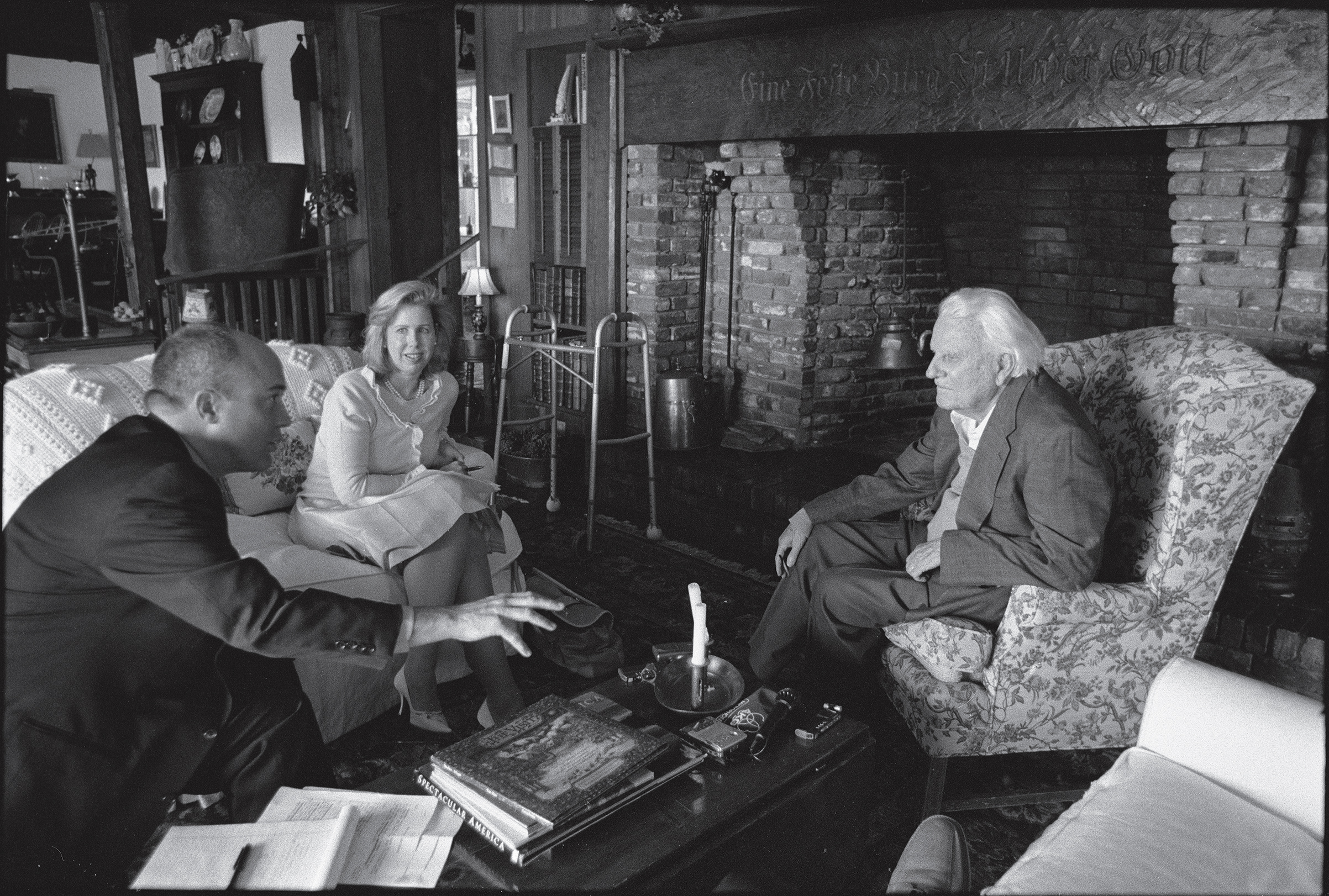 Michael Duffy, Nancy Gibbs and the Rev. Billy Graham at Graham's home in Montreat, N.C., in 2007. (Diana Walker for TIME)