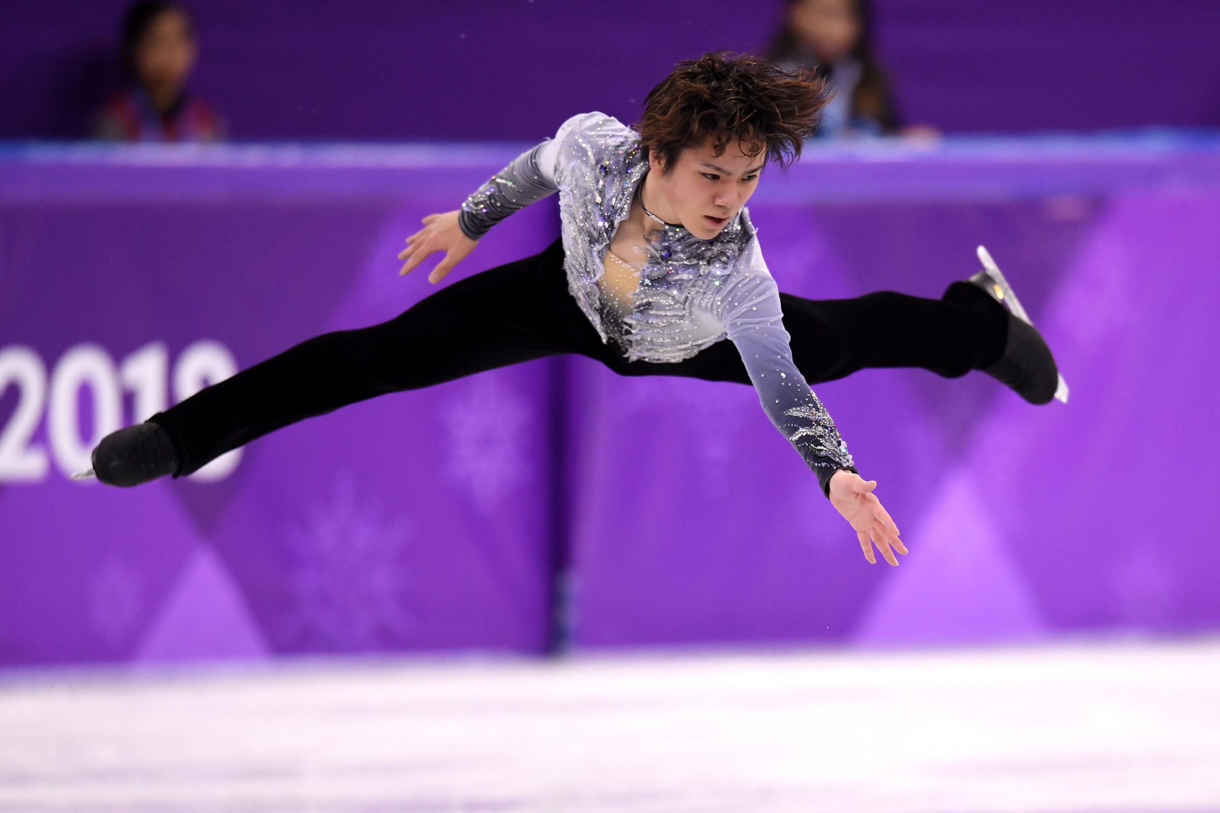 Shoma Uno of Japan competes during the Men's Single Skating Short Program at Gangneung Ice Arena on Feb. 16, 2018 in Gangneung, South Korea.