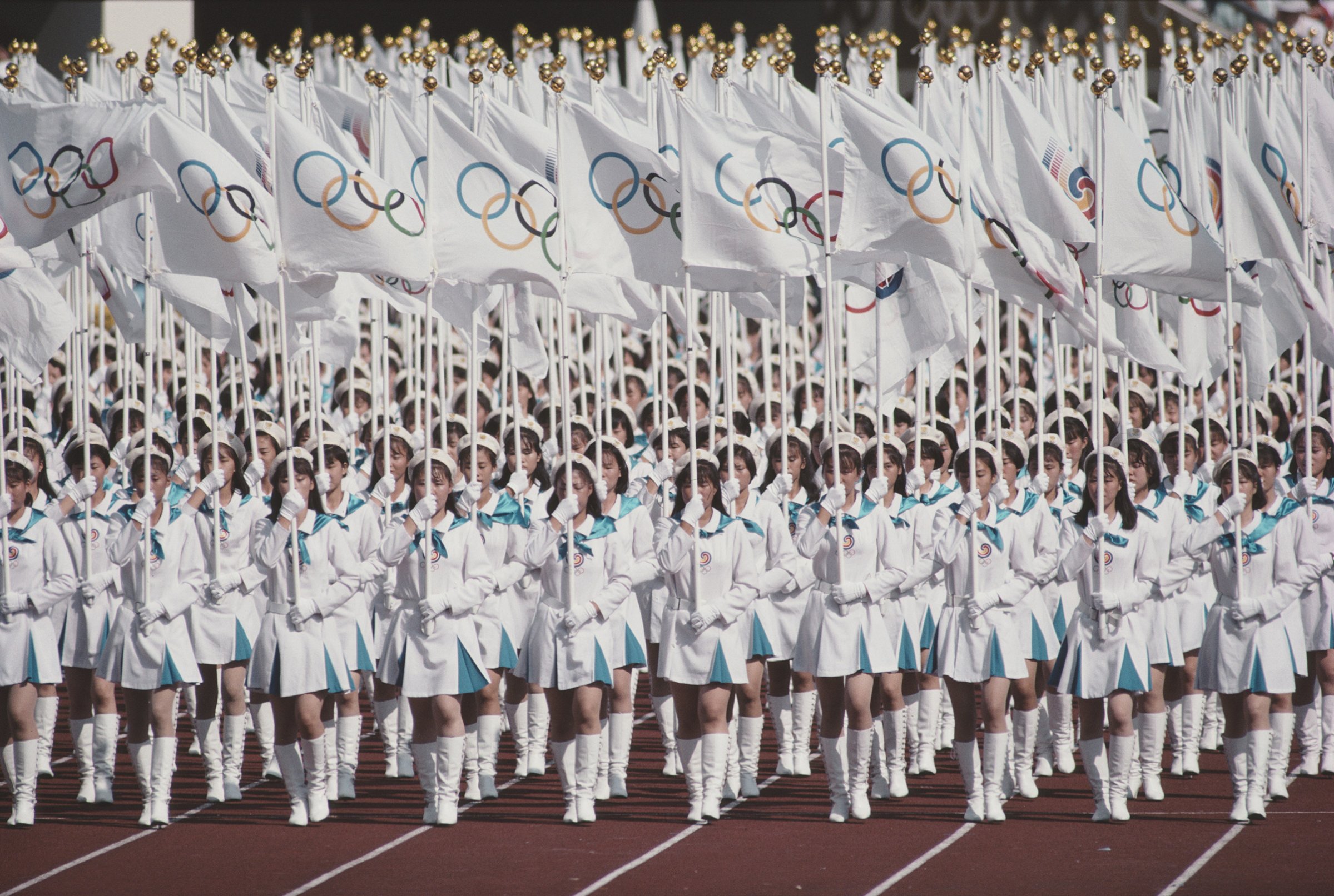 Olympic flag presented at the 1988 Olympics in Seoul