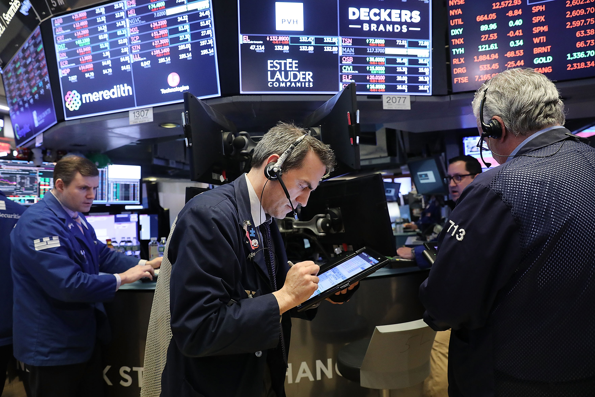Traders work on the floor of the New York Stock Exchange (NYSE) on Feb. 6, 2018 in New York. (Spencer Platt—Getty Images)