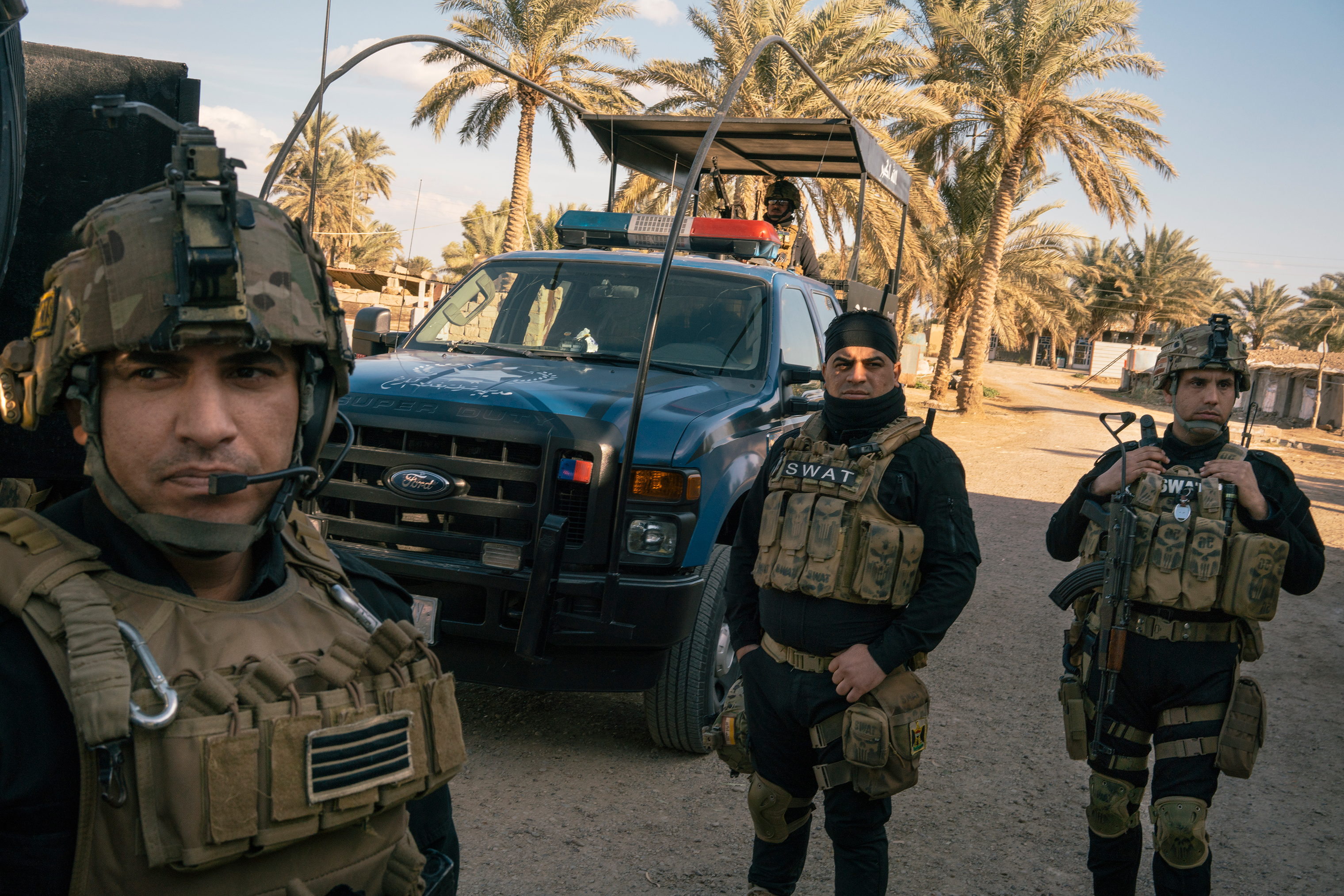 Iraqi special forces near Ibrahim Bin Ali on Jan. 30, a couple dozen miles from Baghdad; the village marks the closest ISIS came to the capital. (Emanuele Satolli for TIME)