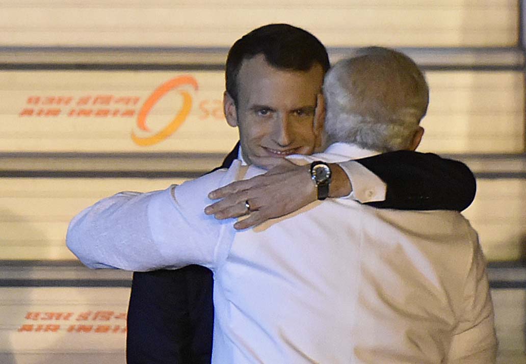 French President Emmanuel Macron Arrives In India For A Three-Day Visit