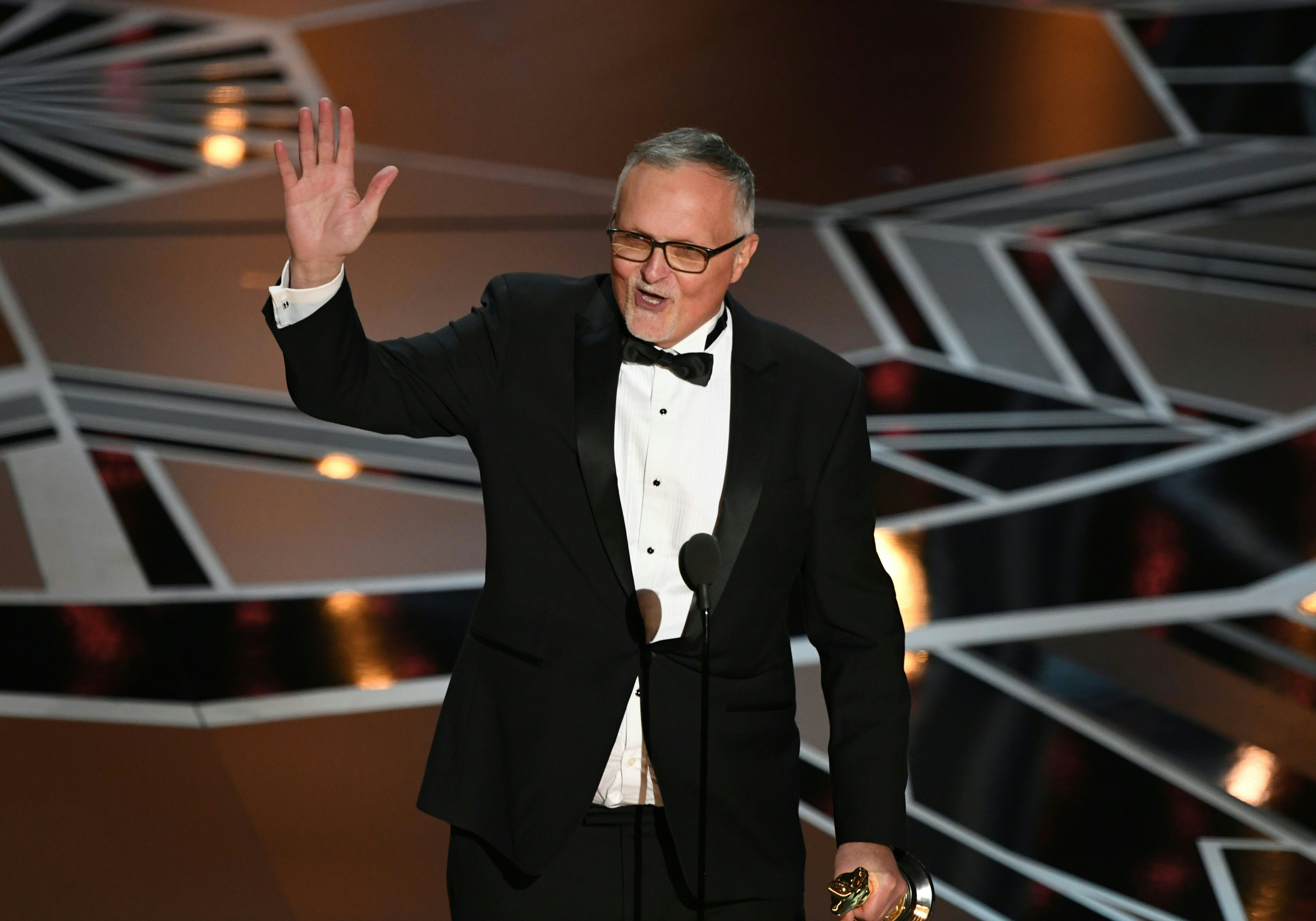 Australian Film Editor Lee Smith delivers a speech after he won the Oscar for Best Film Editing for "Dunkirk" during the 90th Annual Academy Awards show on March 4, 2018 in Hollywood. (Mark Ralston—AFP/Getty Images)