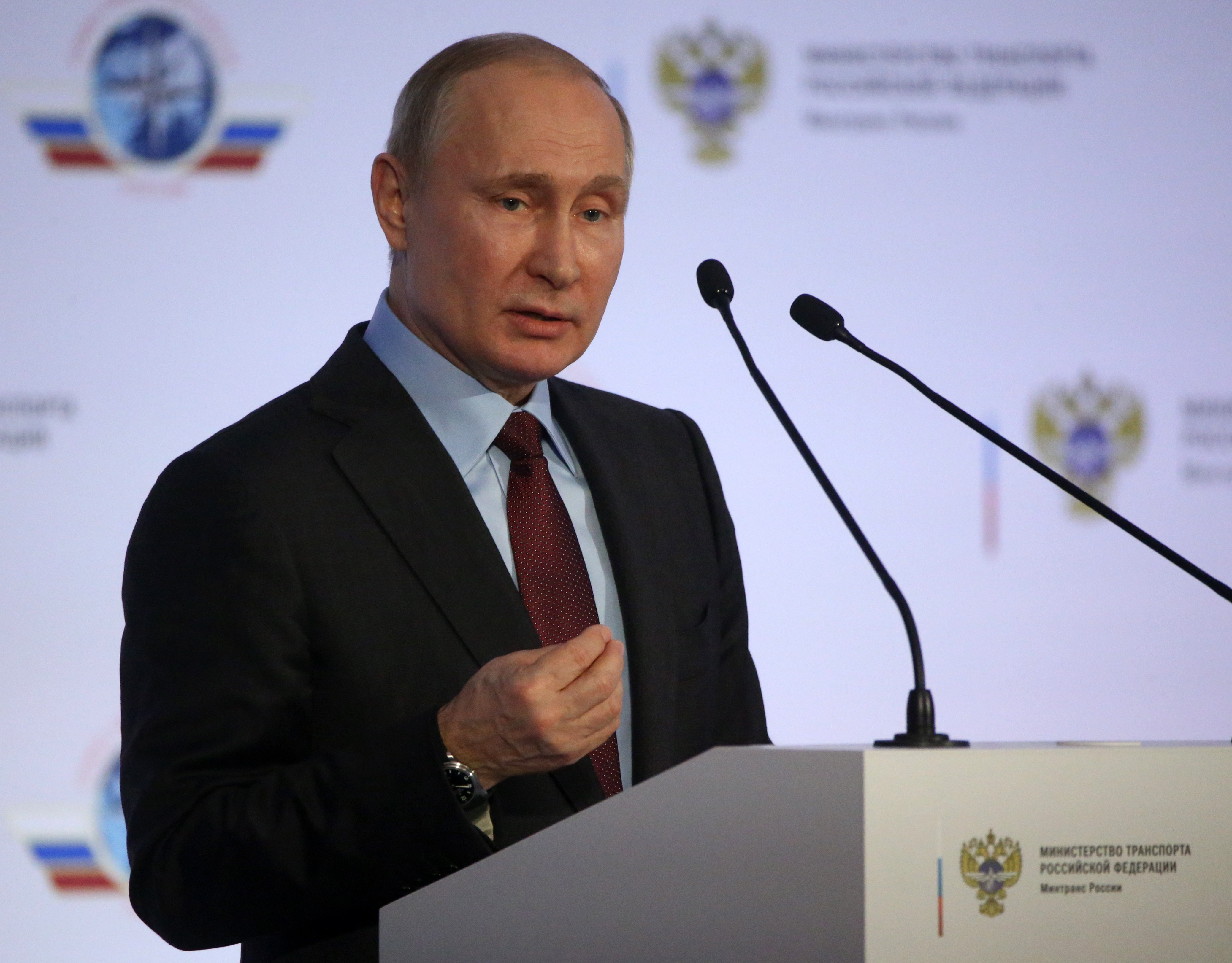 Russian President Vladimir Putin Attends the Congress of Transport Workers