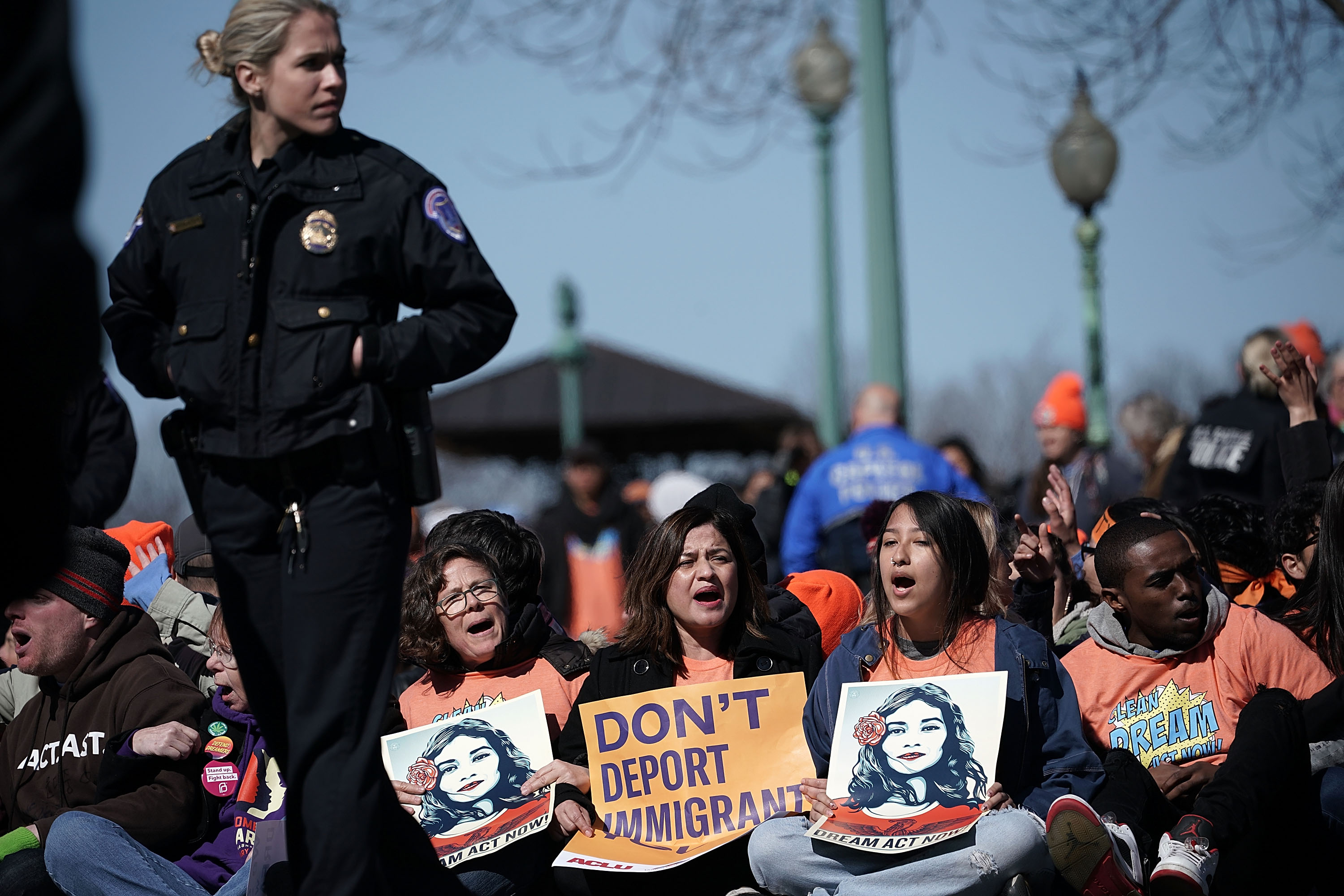 Immigration activists stage a protest on Independence Avenue in Washington, DC March 5, 2018. (Alex Wong—Getty Images)