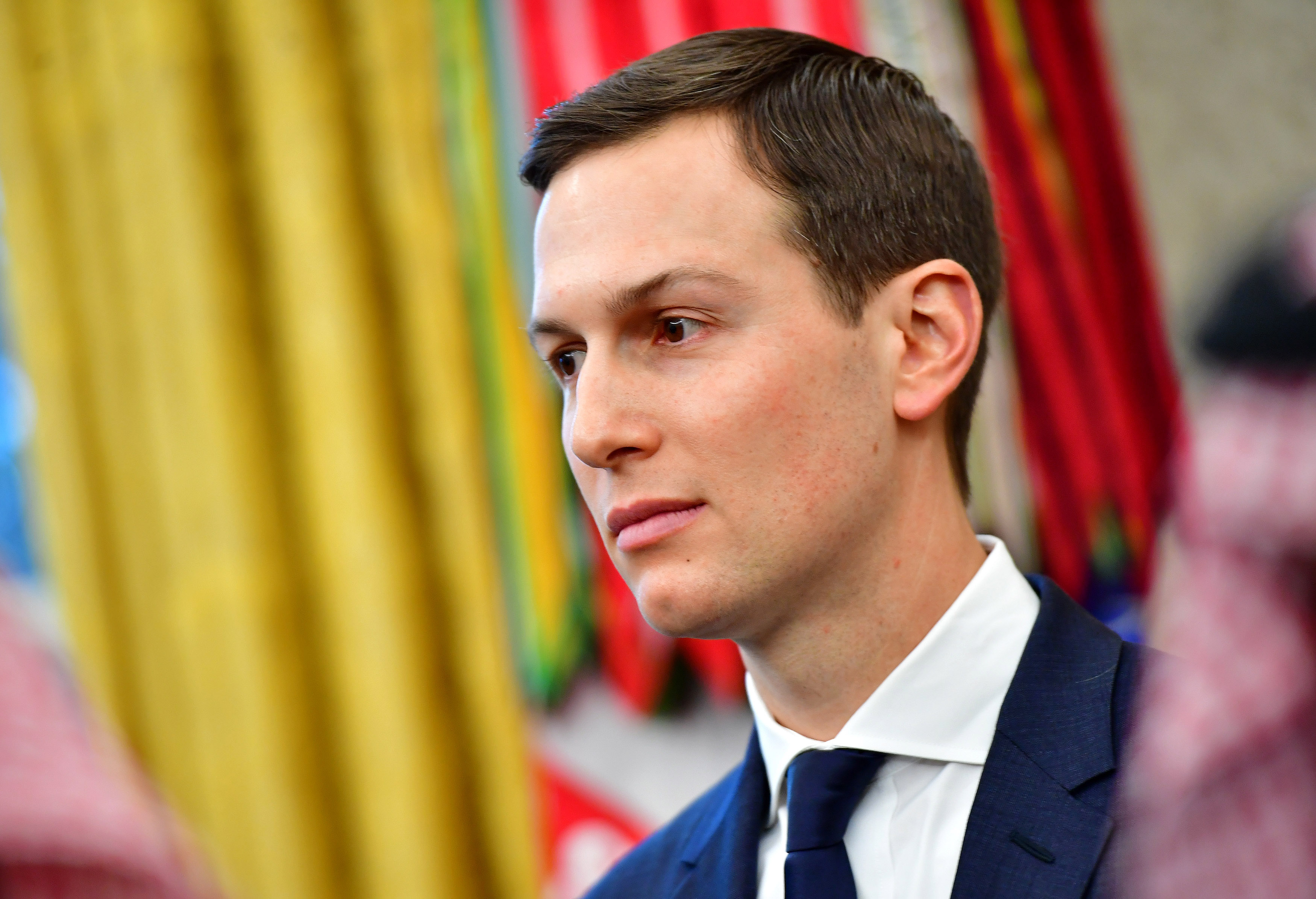 Jared Kushner in the Oval Office on, March 20, 2018. (Getty Images) (Kevin Dietsch—Bloomberg/Getty Images)