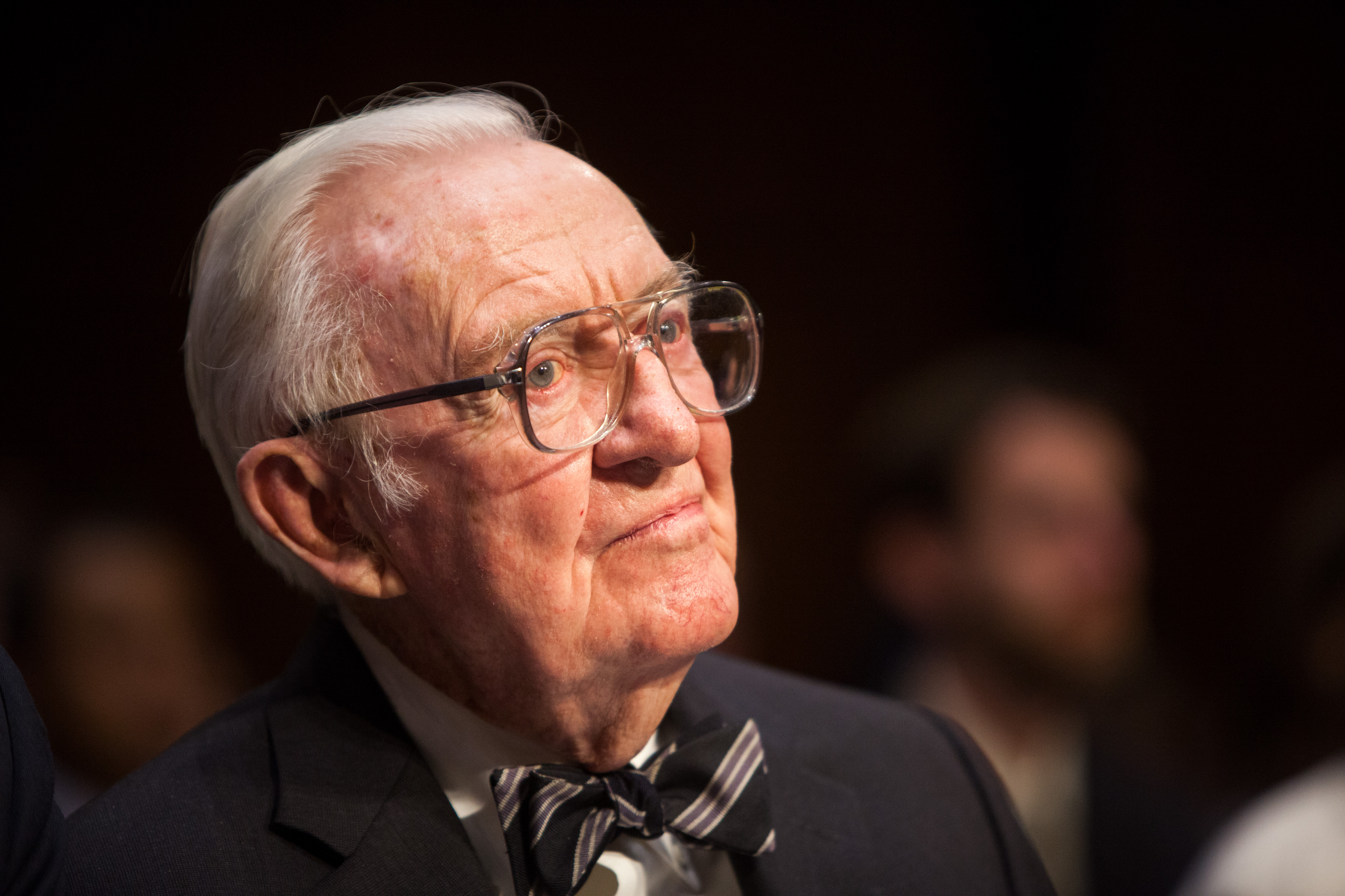 Former Supreme Court Justice John Paul Stevens testifies before the Senate Committee on Campaign Finance on Capitol Hill April 30, 2014 in Washington, DC. Stevens is testifying on a hearing entitled 