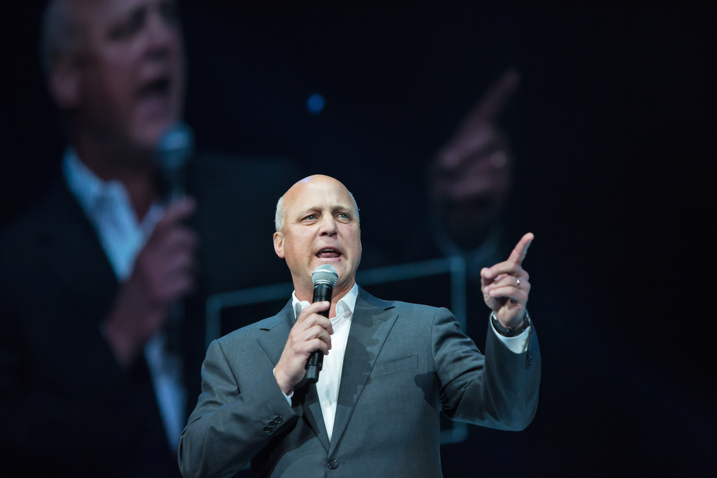 New Orleans Mayor Mitch Landrieu addresses a crowd during an event marking the 10-year anniversary of Hurricane Katrina on Aug. 29, 2015, in New Orleans (Julie Dermansky—Corbis / Getty Images)