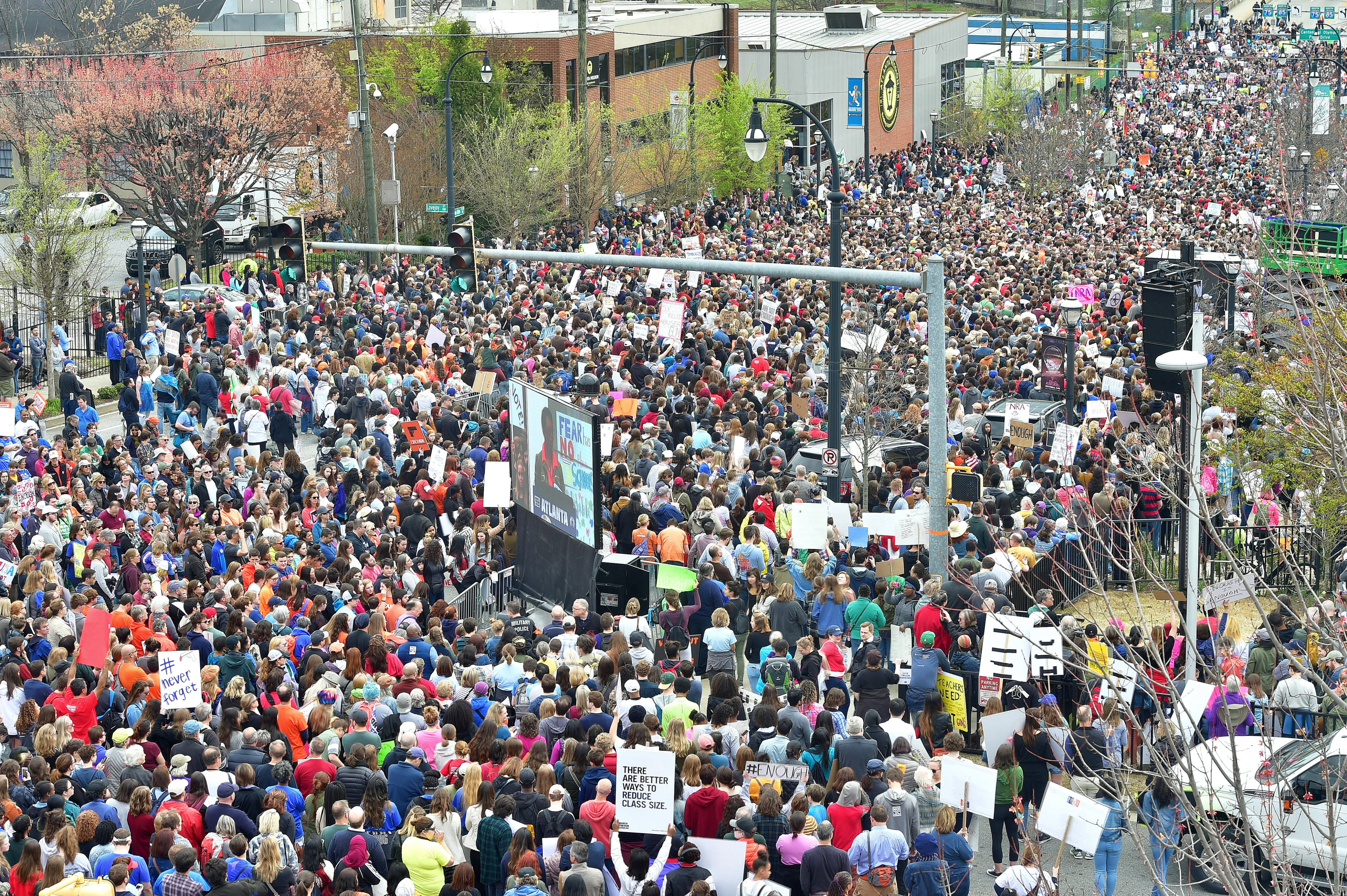 Protesters Gather for March for Our Lives at National Center for Civil and Human Rights on March 24, 2018 in Atlanta, Georgia. (Prince Williams - WireImage)