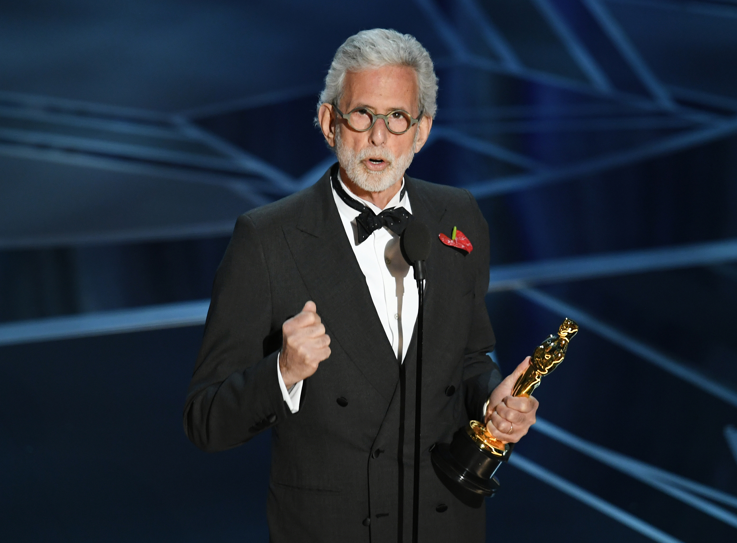 Filmmaker Frank Stiefel accepts Best Documentary - Short Subject for 'Heaven Is a Traffic Jam on the 405' onstage during the 90th Annual Academy Awards at the Dolby Theatre at Hollywood &amp; Highland Center on March 4, 2018 in Hollywood. (Kevin Winter—Getty Images)