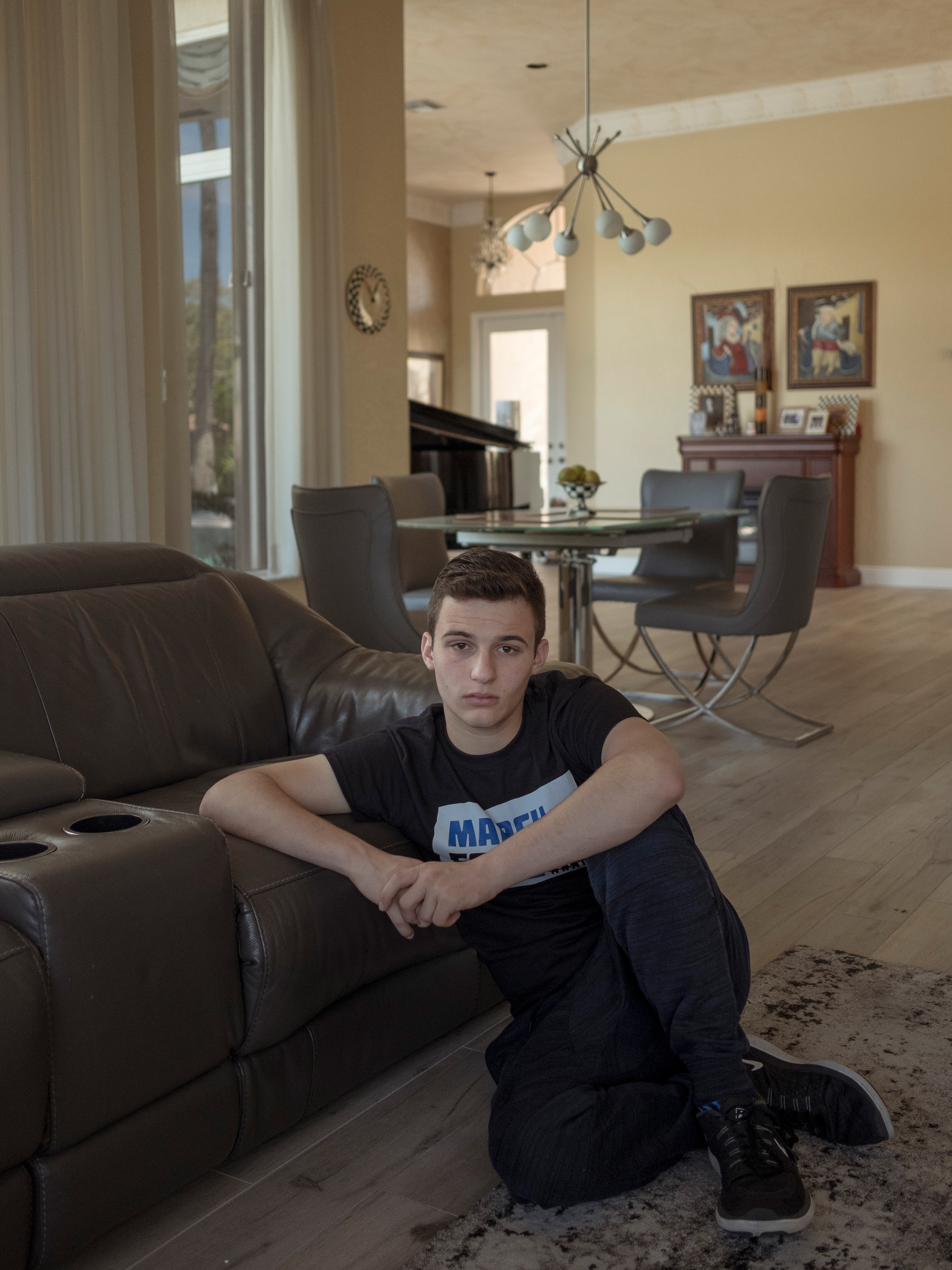 Cameron Kasky at his home in Parkland. (Gabriella Demczuk for TIME)