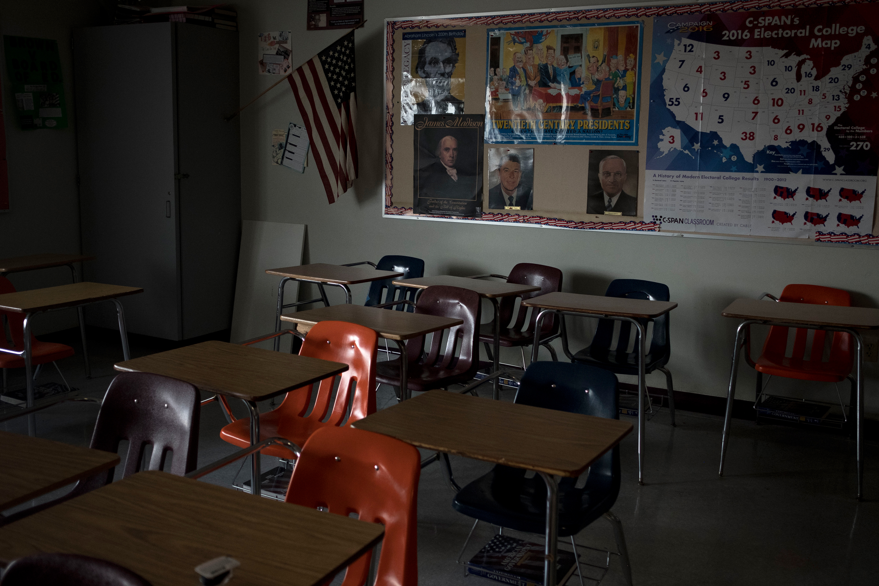 Inside the classroom of teacher Jeff Foster at Marjory Stoneman Douglas High School. (Gabriella Demczuk for TIME)