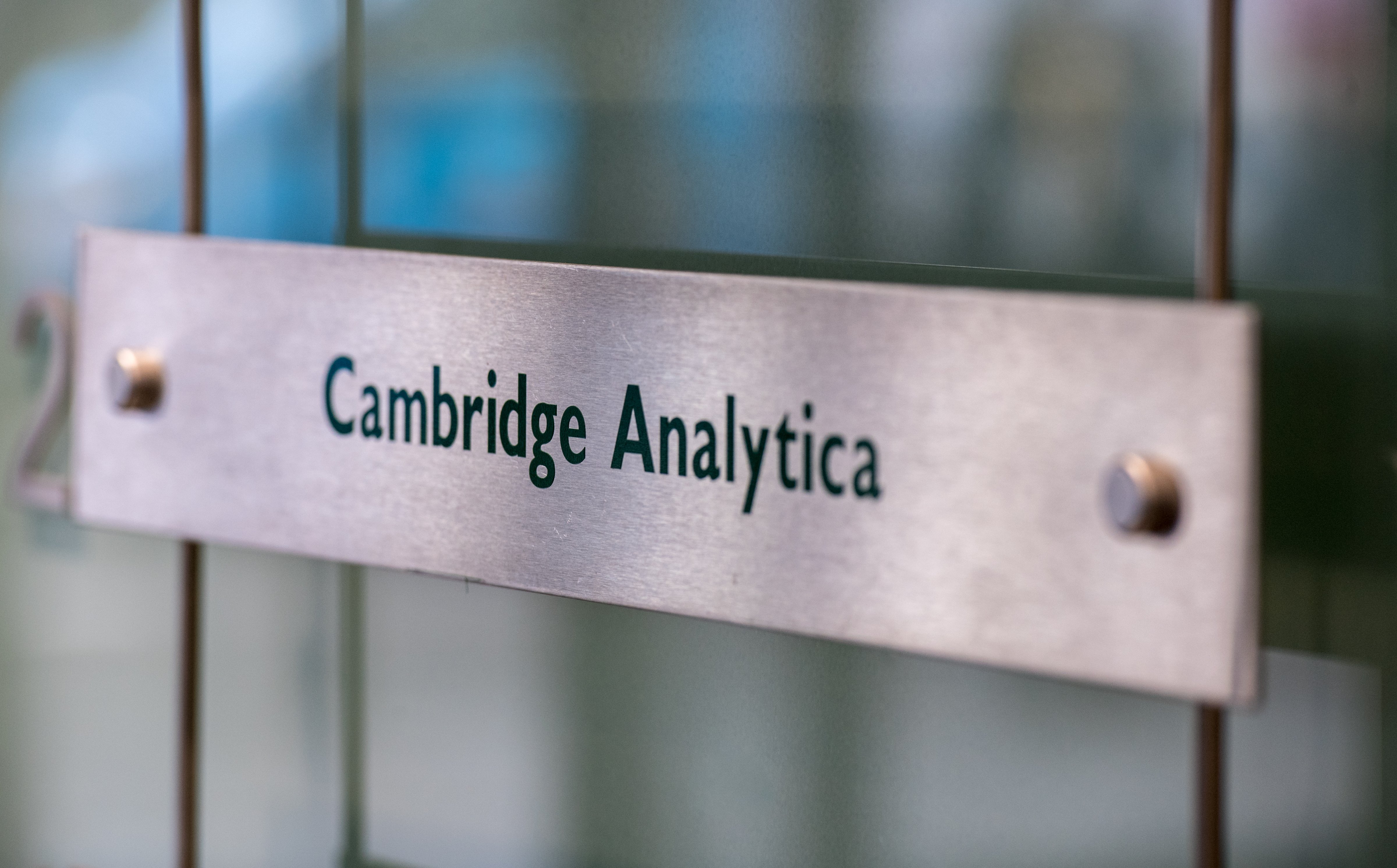Signs for company Cambridge Analytica in the lobby of the building in which they are based on March 21, 2018 in London, England. (Chris J Ratcliffe&mdash;Getty Images)