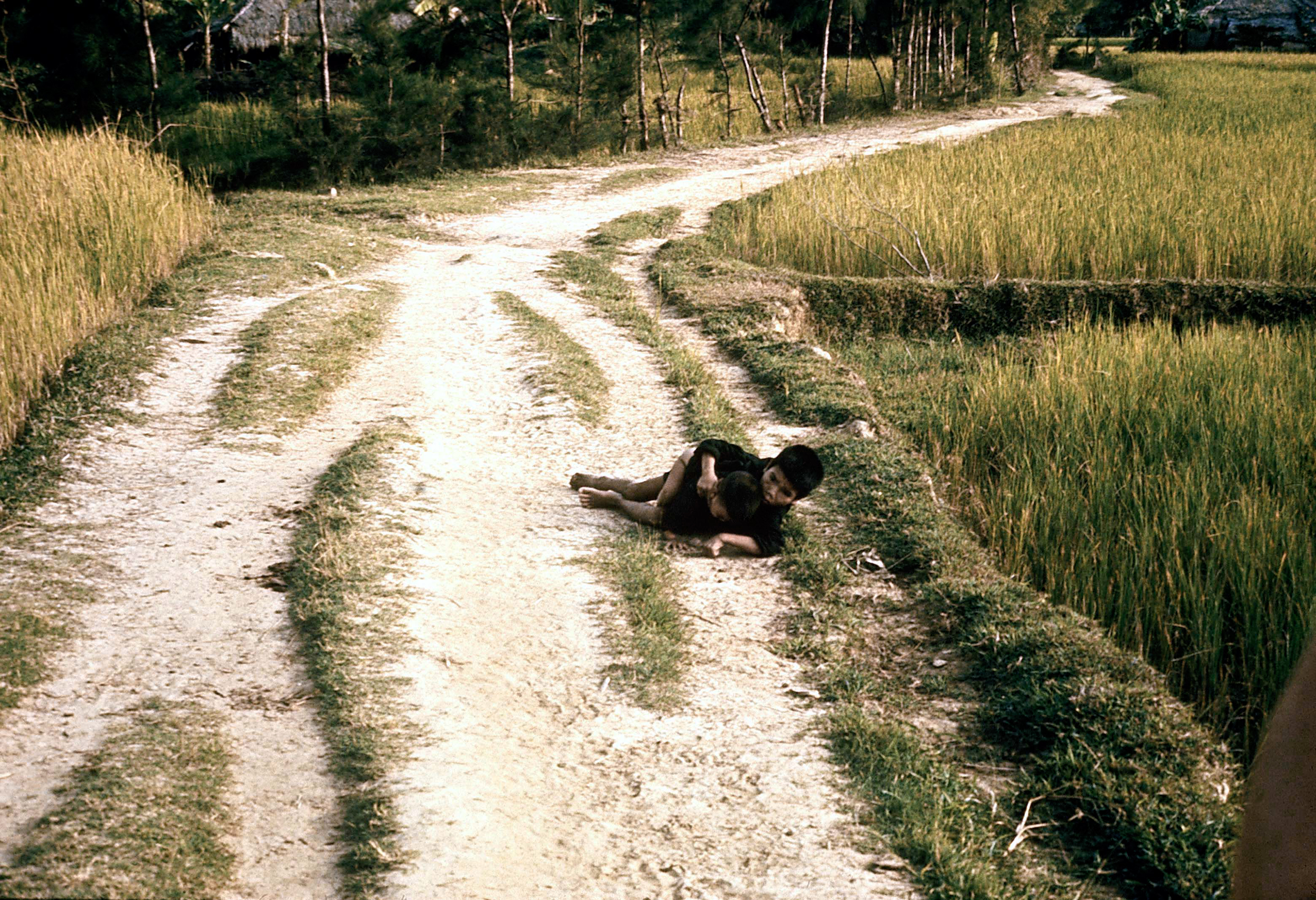 Two Vietnamese children on a road before they were shot by U.S. soldiers on March 16, 1968. (Ronald L. Haeberle—The LIFE Images Collection/Getty Images)