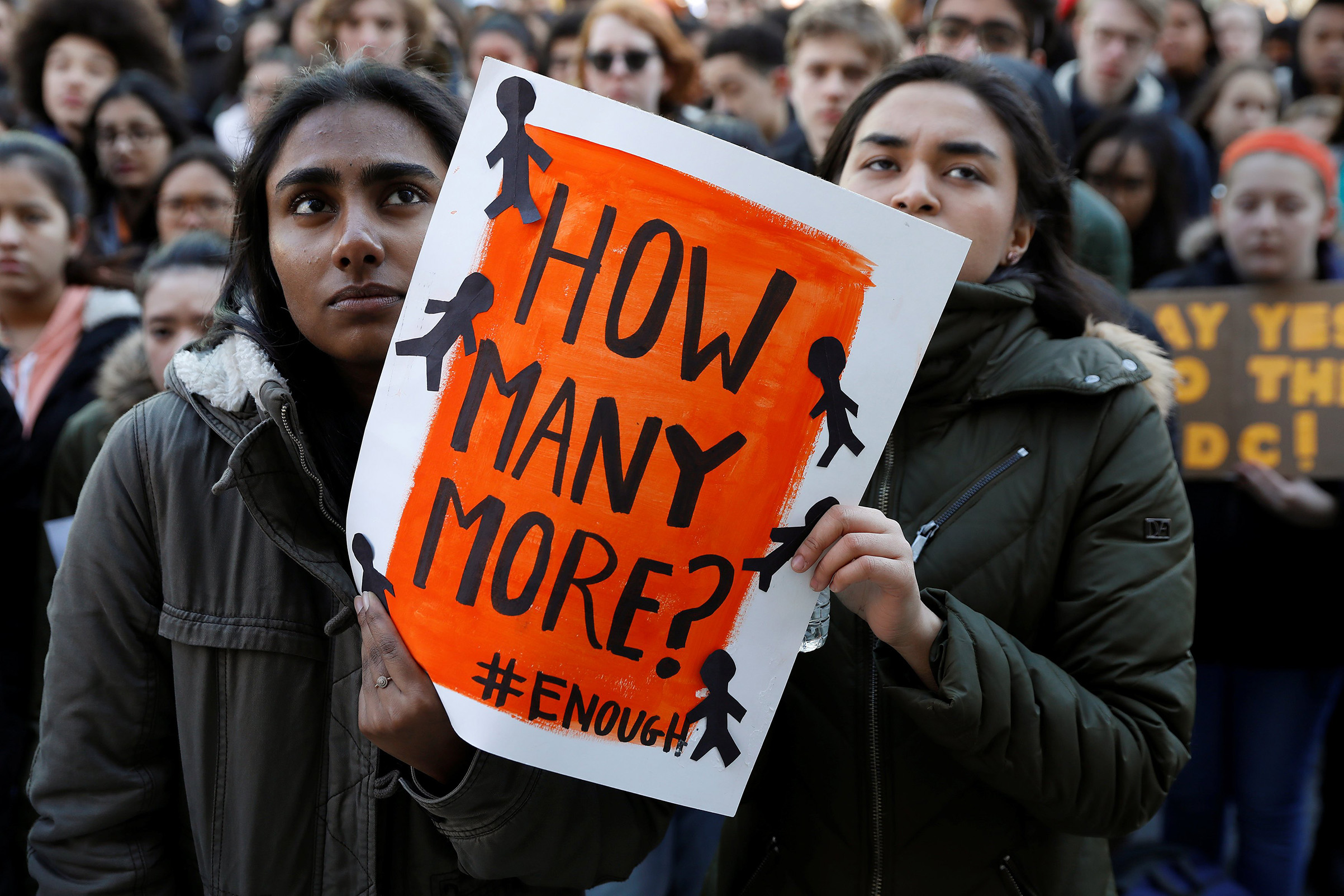 Students participate in a march in support of the National School Walkout in the Queens borough of New York City, on March 14, 2018. (Shannon Stapleton—Reuters)