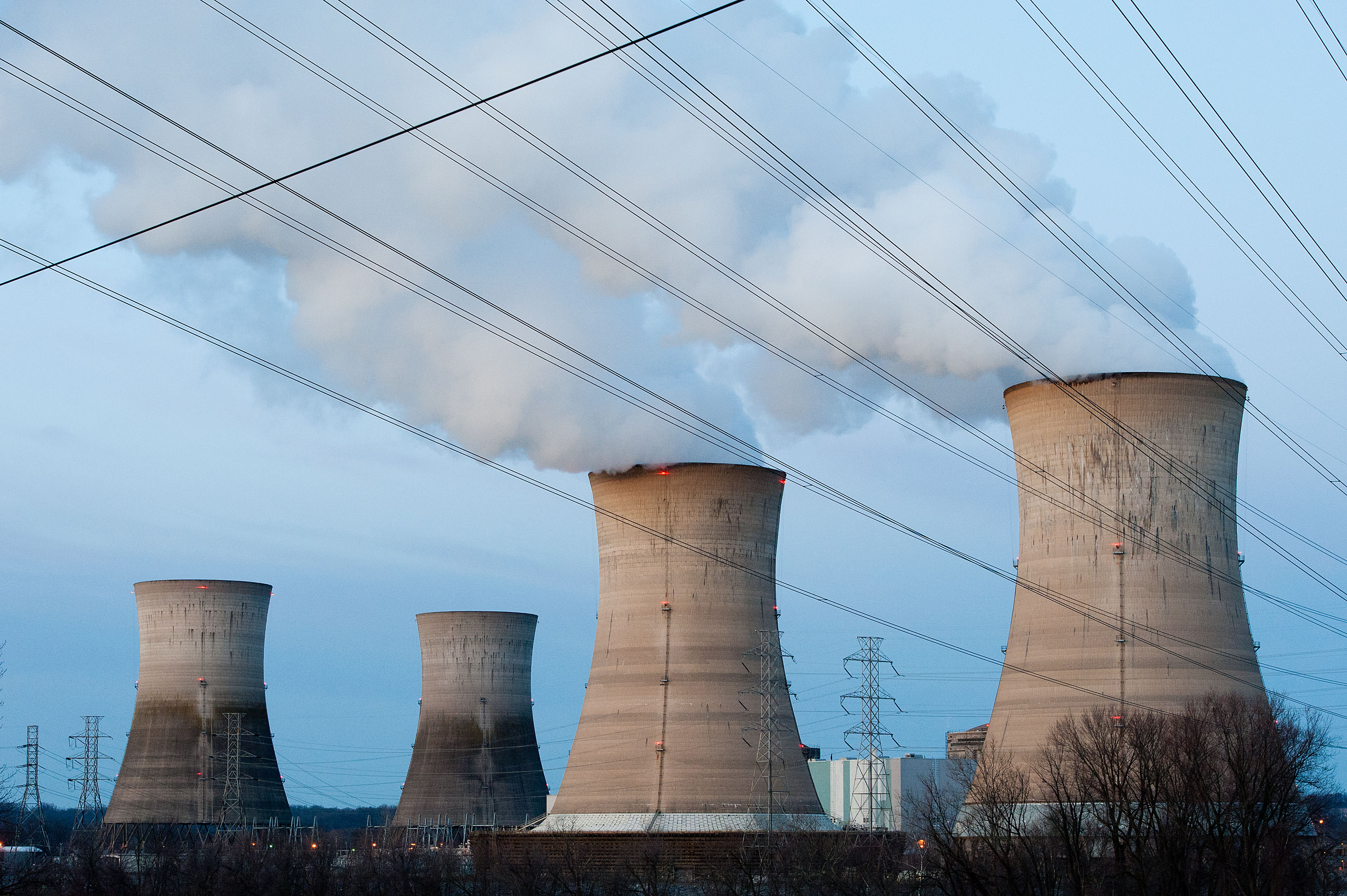 The Three Mile Island Nuclear Plant is seen in the early morning hours March 28, 2011 in Middletown, Pa. (Jeff Fusco&mdash;Getty Images)