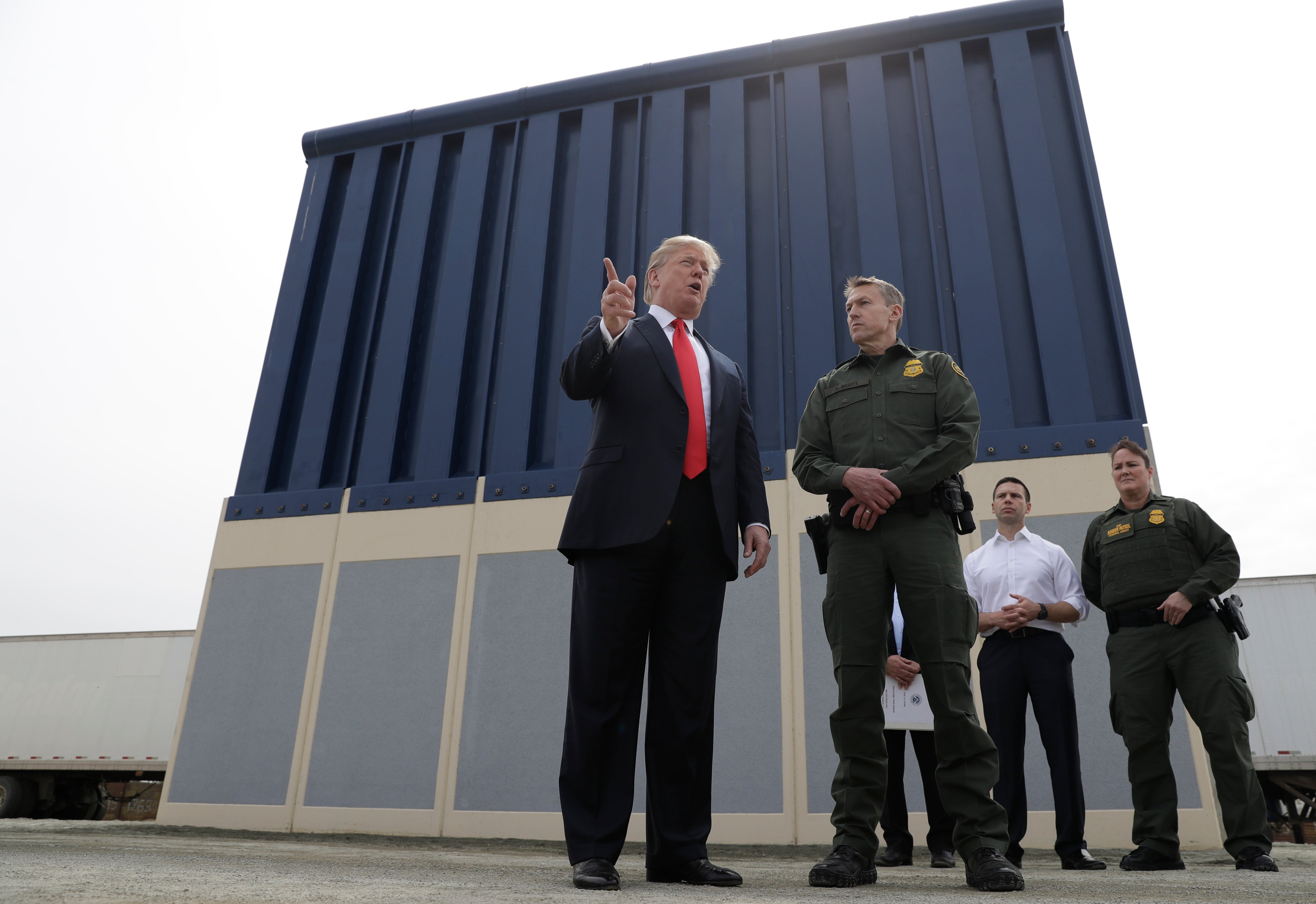 President Trump reviews border wall prototypes on March 13, 2018, in San Diego (Evan Vucci&mdash;AP)