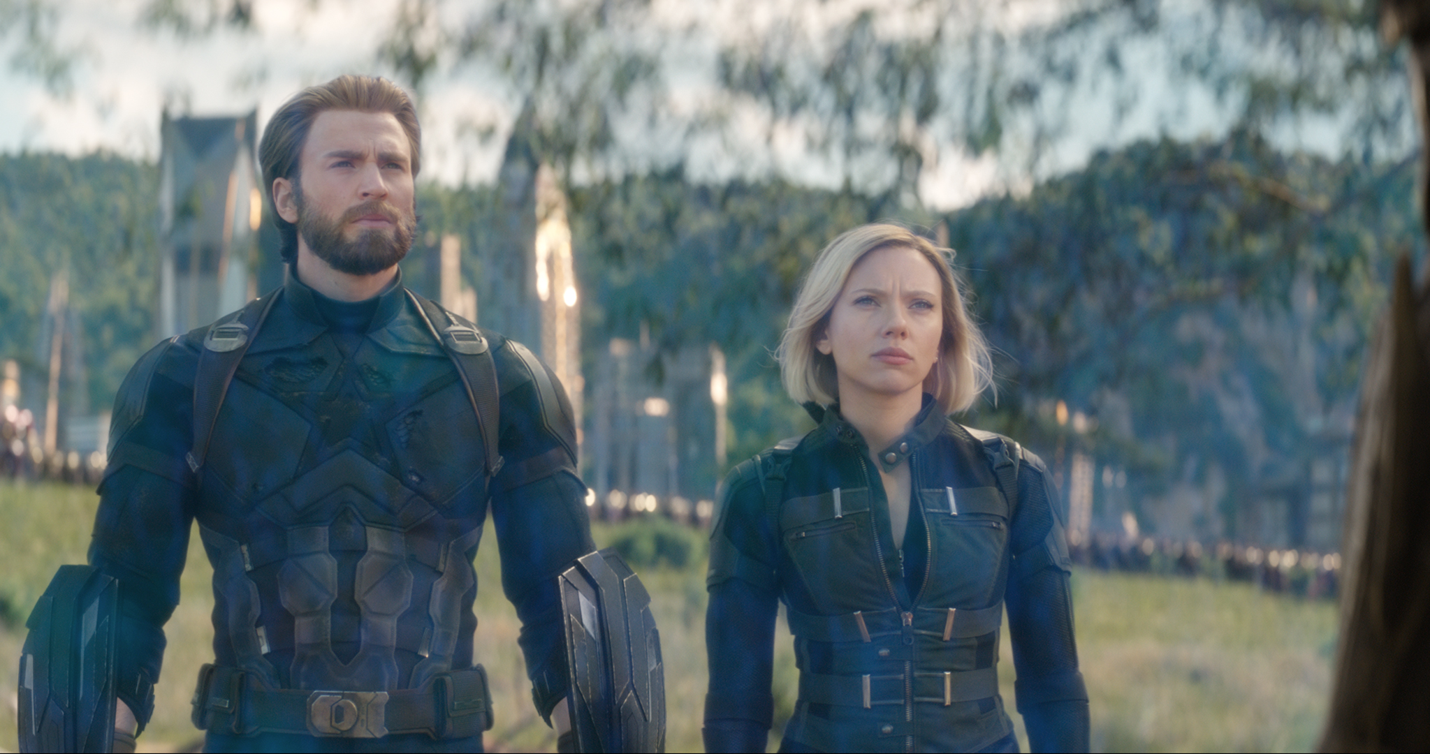 Chris Evans as Captain America and Scarlett Johansson as Black Widow in Avengers: Infinity War