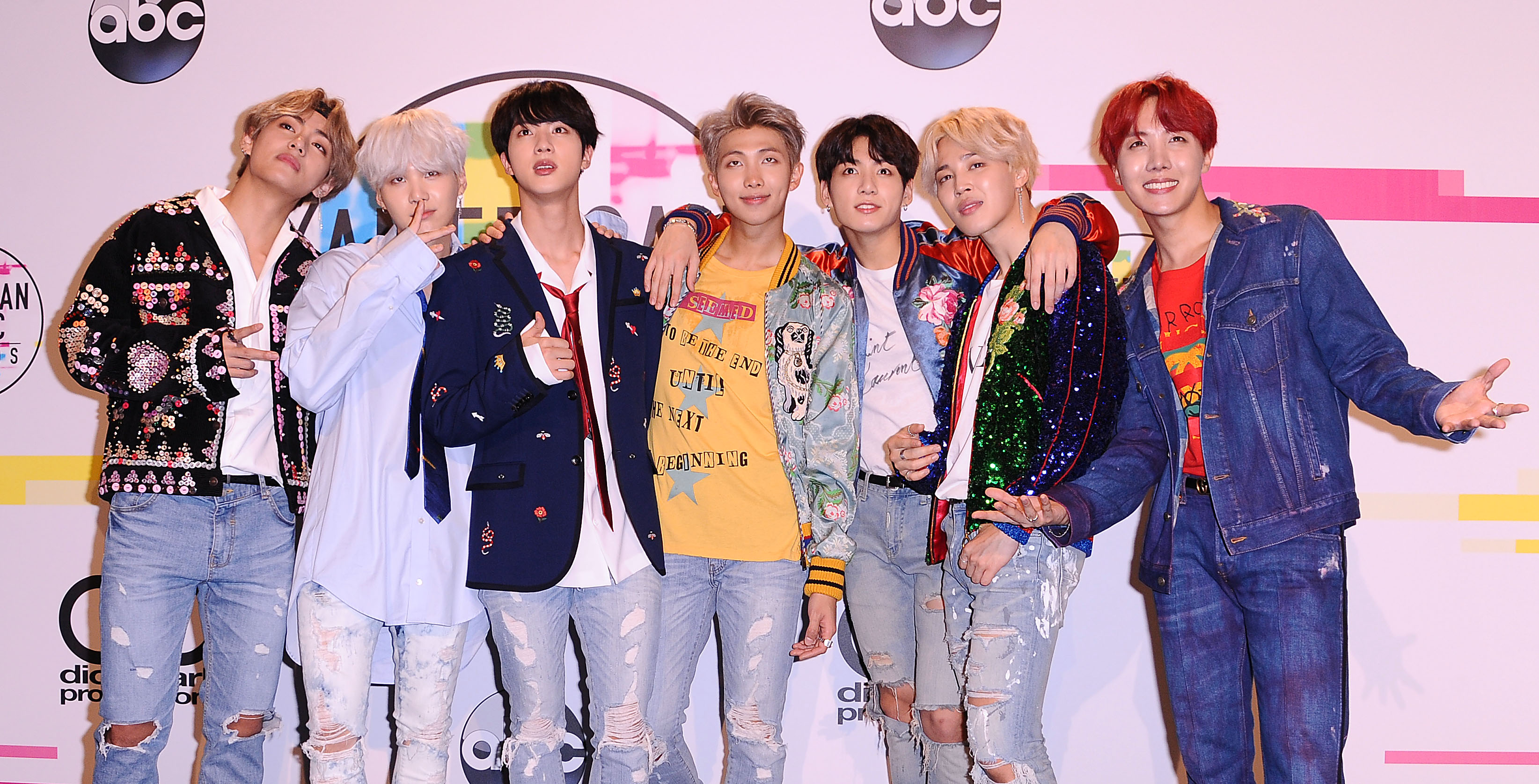 BTS poses in the press room at the 2017 American Music Awards at Microsoft Theater on November 19, 2017 in Los Angeles, California. (Jason LaVeris—FilmMagic/Getty Images)