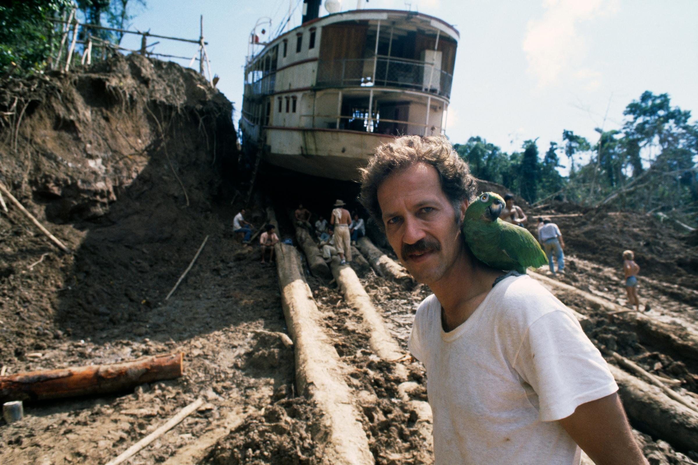 On the Set of Fitzcarraldo Directed by Werner Herzog