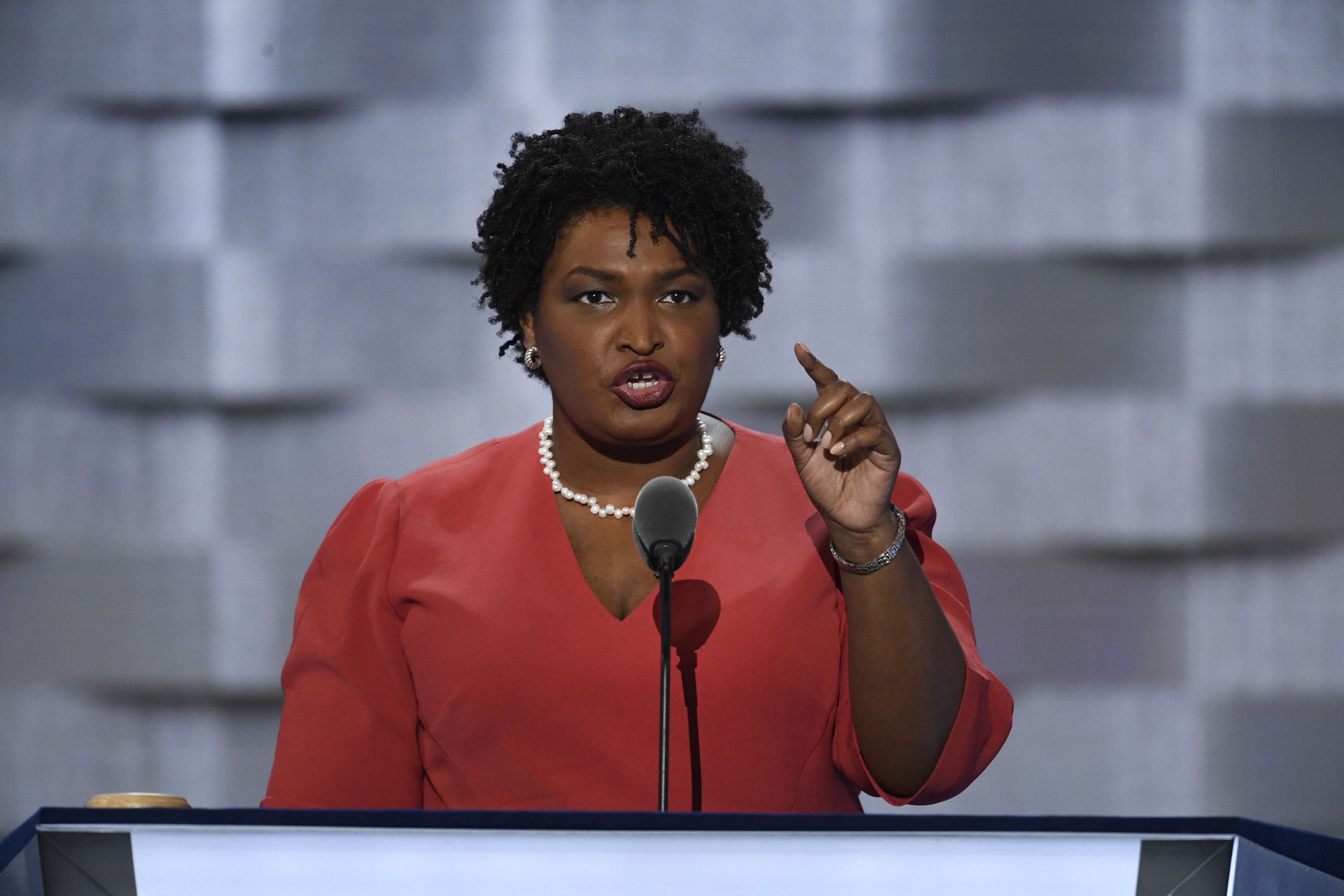 Representative Stacey Abrams, a Democrat from Georgia, speaks during the Democratic National Convention (DNC) in Philadelphia, Pennsylvania, U.S., on Monday, July 25, 2016 (Bloomberg&mdash;Bloomberg via Getty Images)