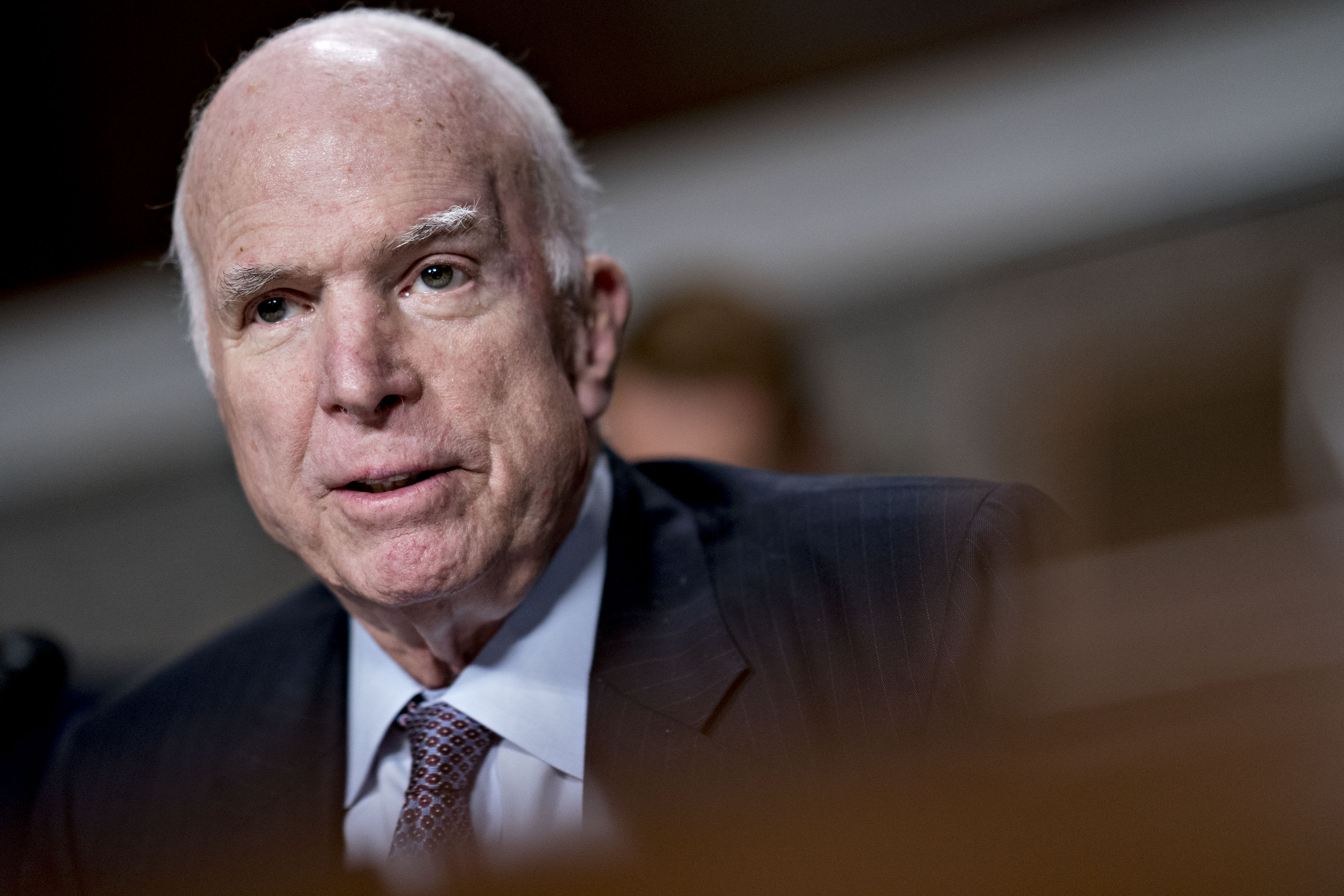 Senator John McCain during a hearing in Washington, D.C., on Nov. 30, 2017. (Andrew Harrer—Bloomberg/Getty Images)
