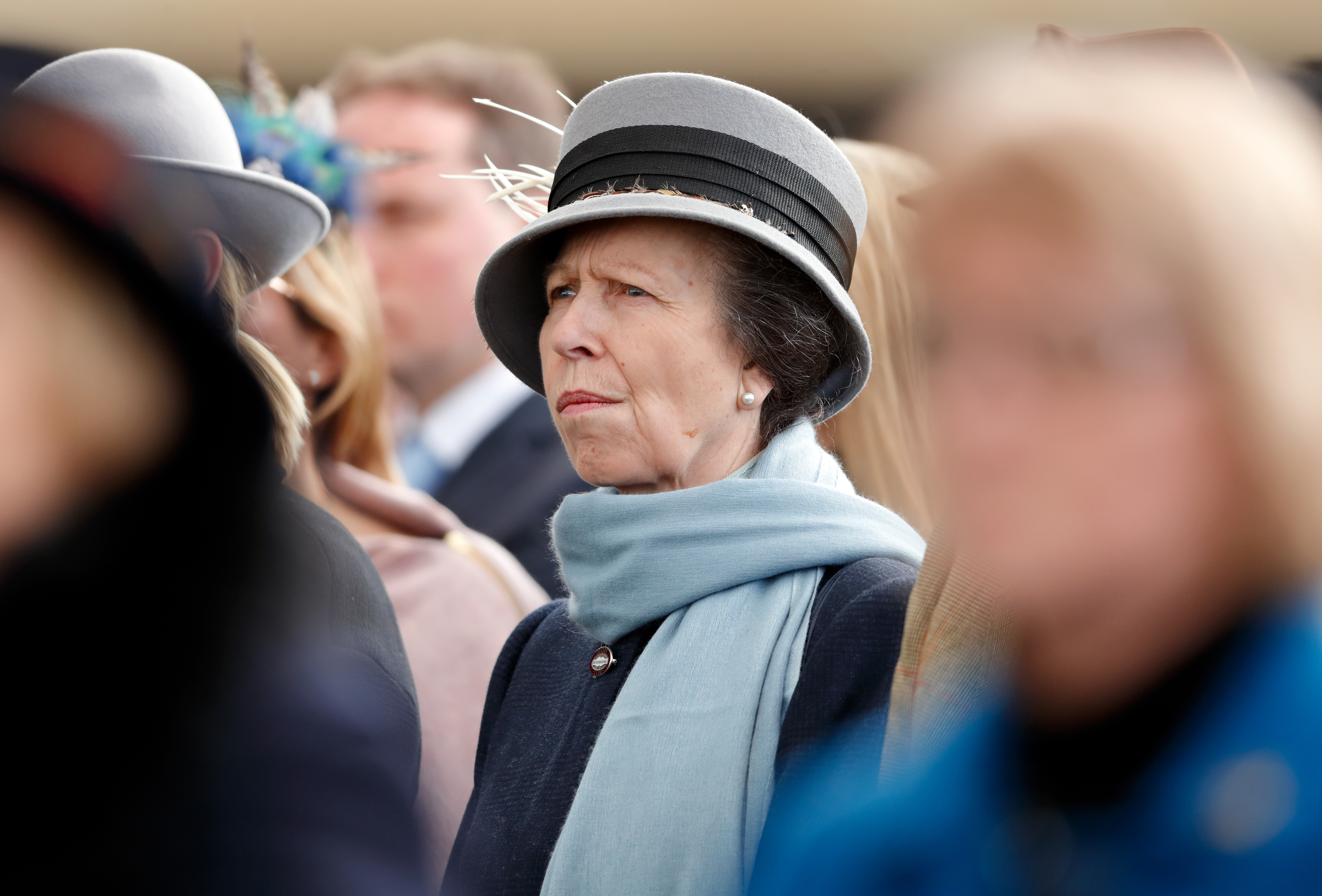Princess Anne, Princess Royal attends day 1 'Champion Day' of the Cheltenham Festival at Cheltenham Racecourse on March 13, 2018 in Cheltenham, England. (Max Mumby/Indigo—Getty Images)
