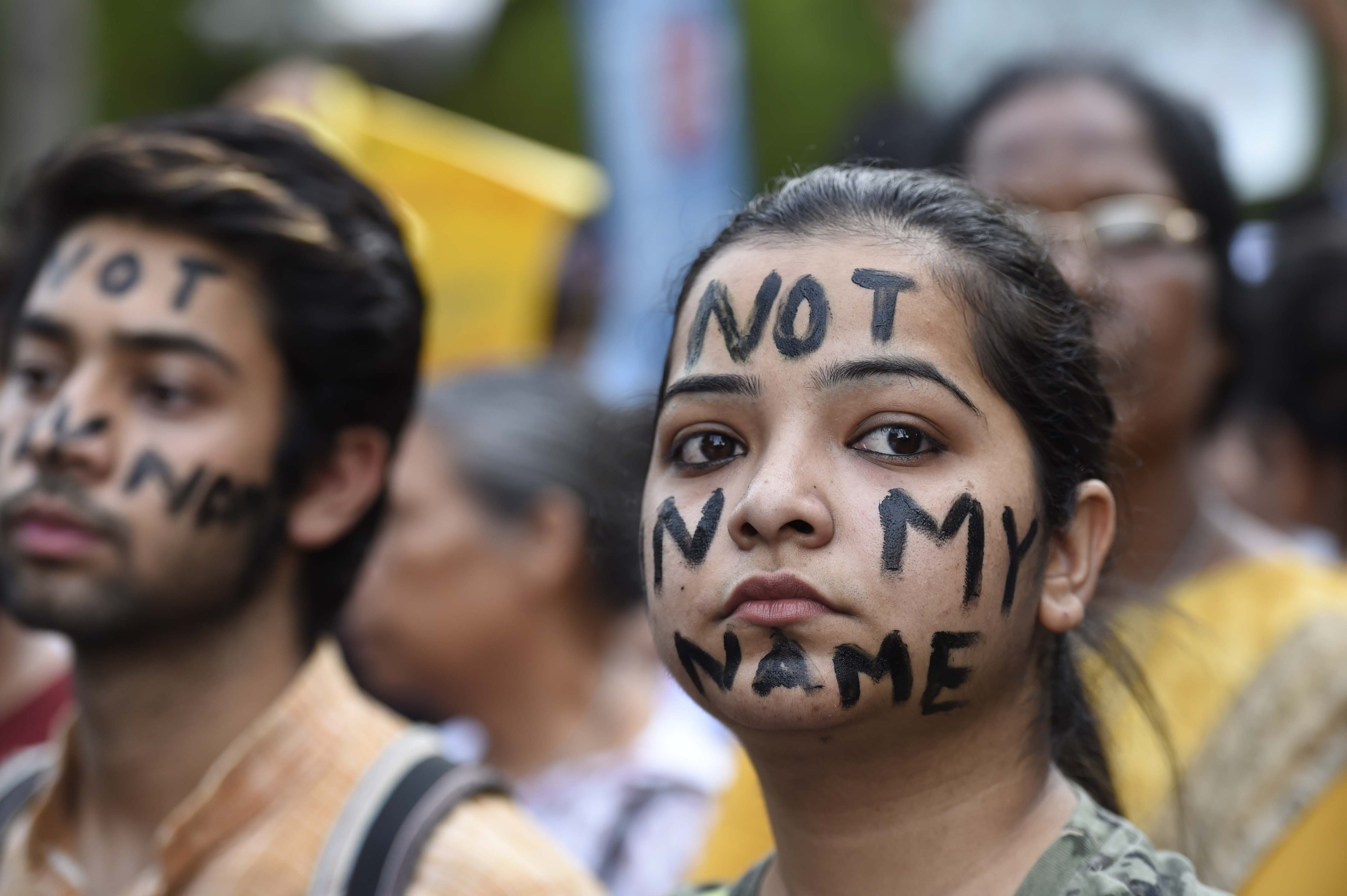 People take part in a 'Not In My Name' protest against the Kathua and Unnao rape cases, New Delhi, April 15, 2018. (Arvind Yadav&mdash;Hindustan Times/Getty Images)
