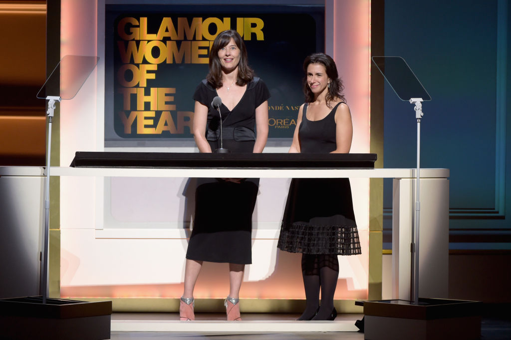 New York Times journalists Megan Twohey and Jodi Kantor speak onstage at Glamour's 2017 Women of The Year Awards at Kings Theatre on Nov. 13, 2017 in Brooklyn, New York. (Jason Kempin—2017 Getty Images)