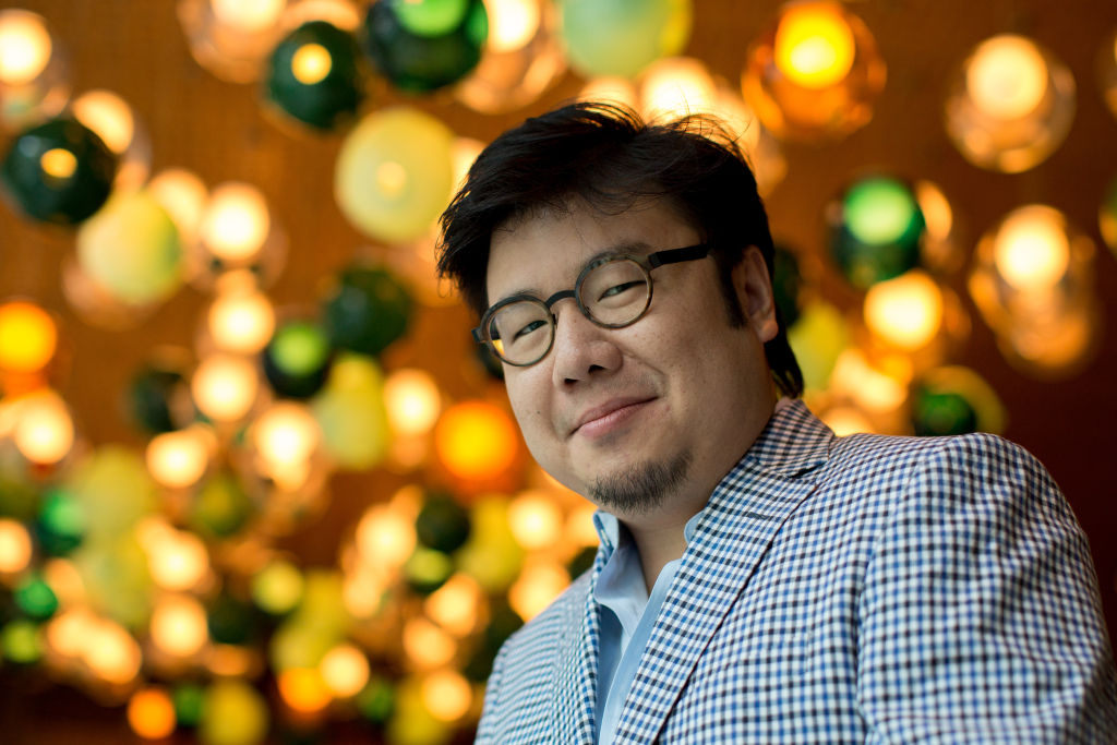 Author Kevin Kwan poses in the lobby of the Shangri-La hotel (Randy Risling&mdash;Toronto Star via Getty Images)