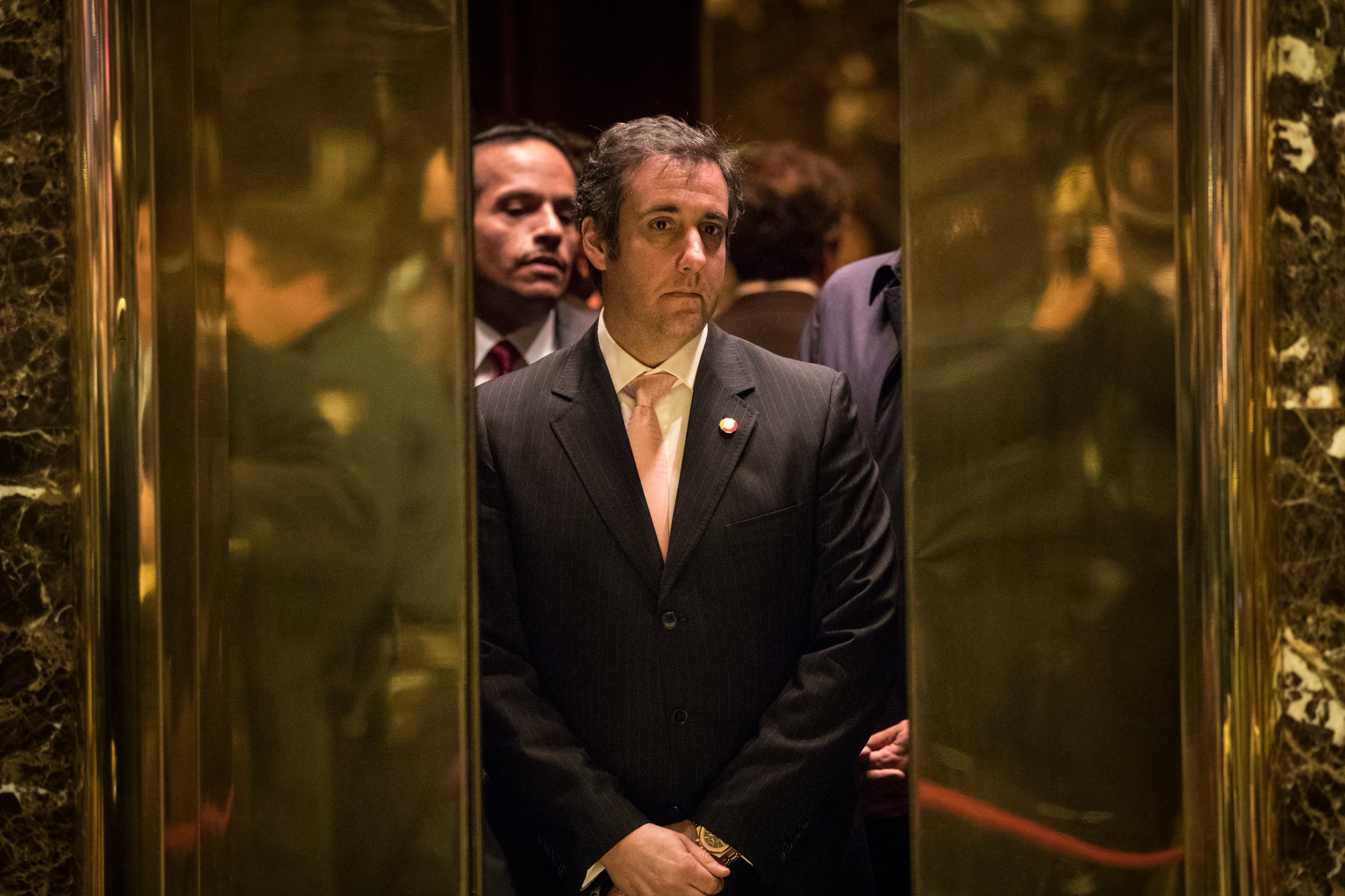Michael Cohen, personal lawyer for President-elect Donald Trump, gets into an elevator at Trump Tower, Dec 12, 2016 in New York City. (Getty Images) (Drew Angerer&mdash;Getty Images)